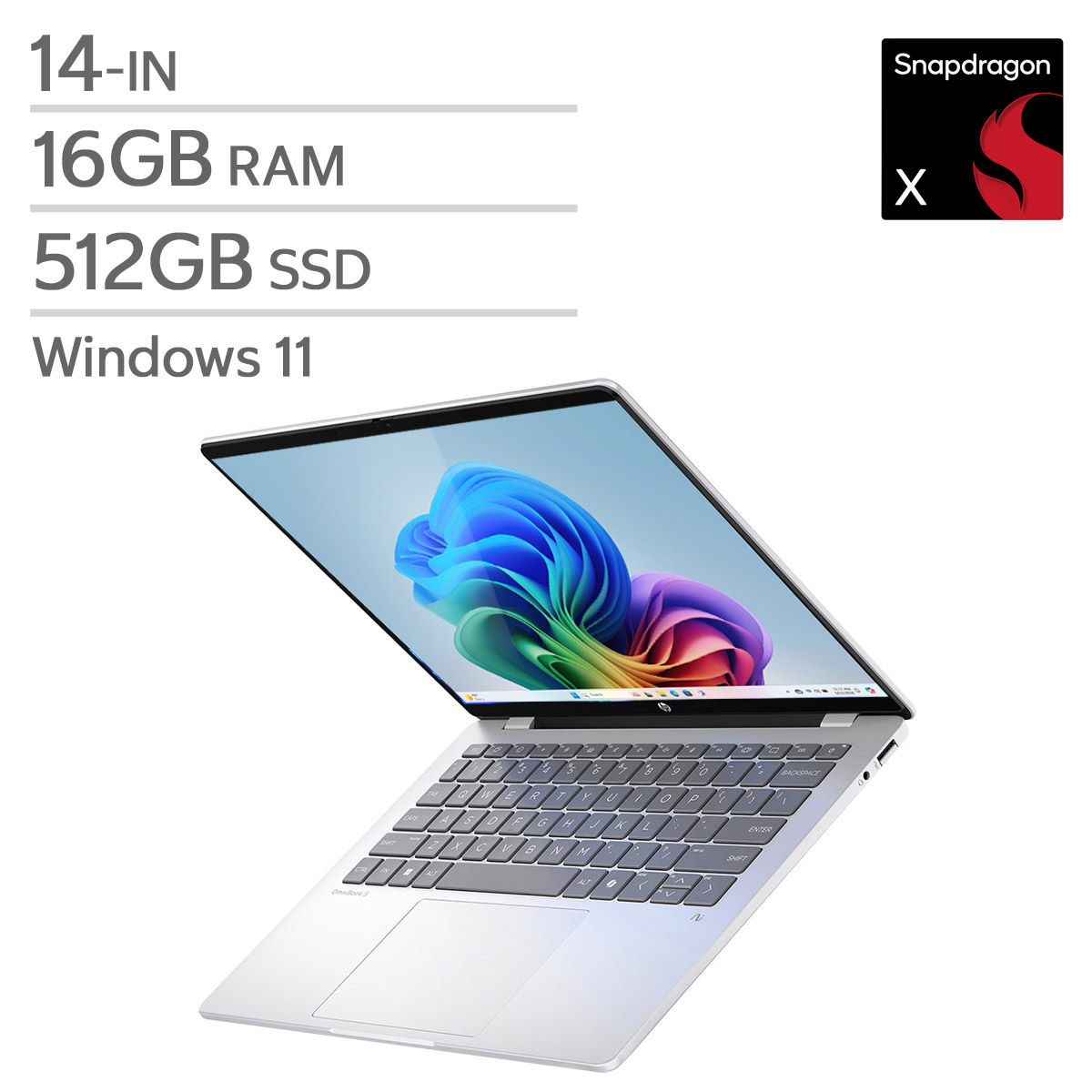 HP OmniBook 5 14-in Copilot+ OLED Laptop, Snapdragon X X1-26-100