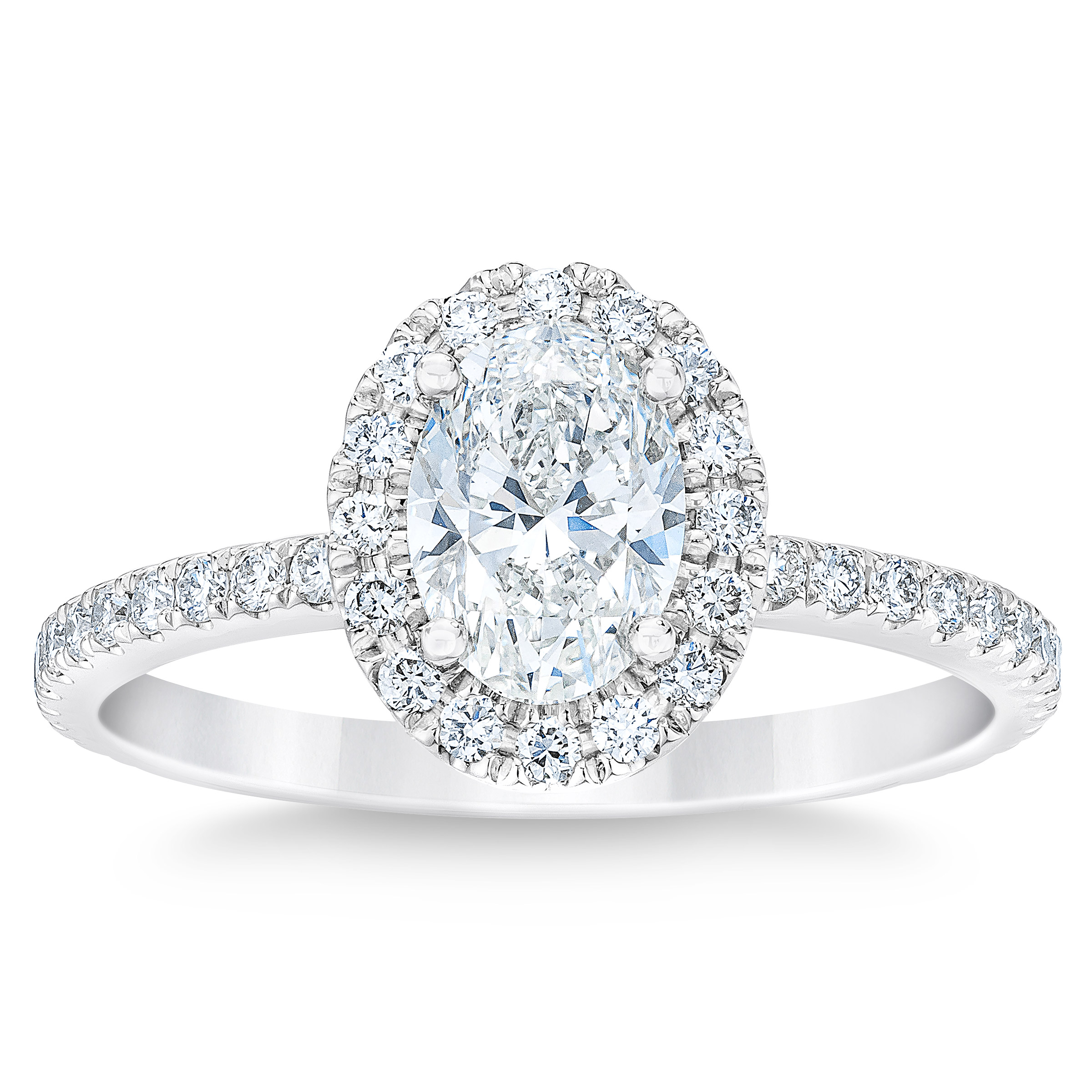 Oval Cut and Round Brilliant Diamond Halo Engagement Ring (1.50 ctw)