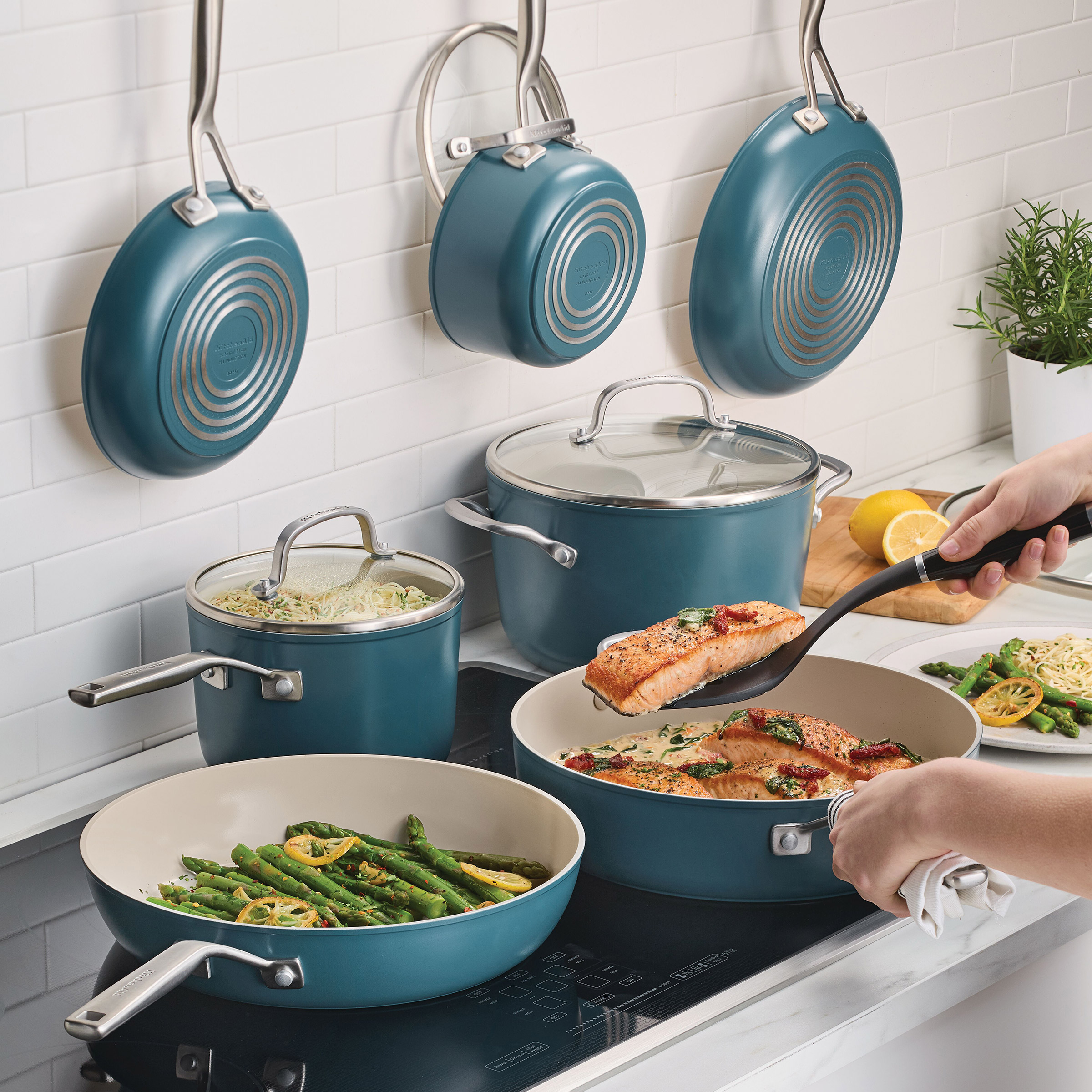 Kitchen Aid Hard Anodized Ceramic Cookware Set, 11-pieces | Costco