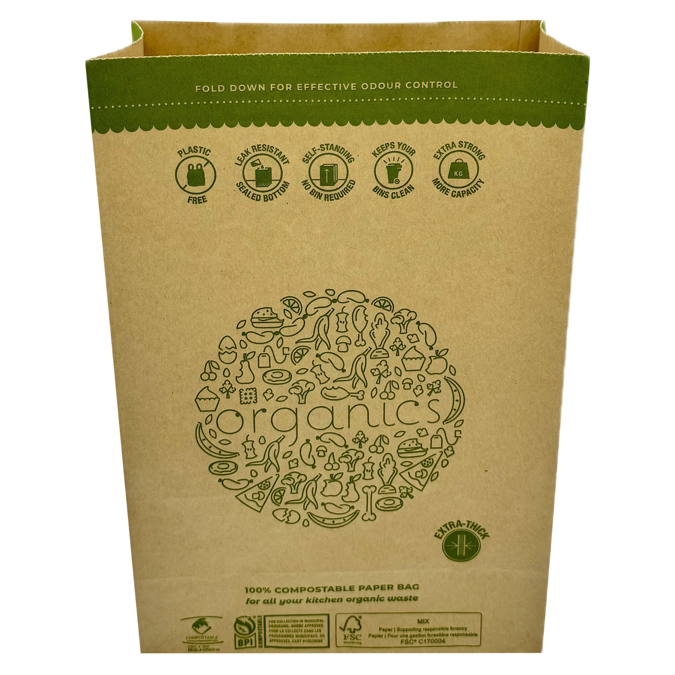 Hytrend Kitchen Organic Compostable Paper Bag, Pack of 50