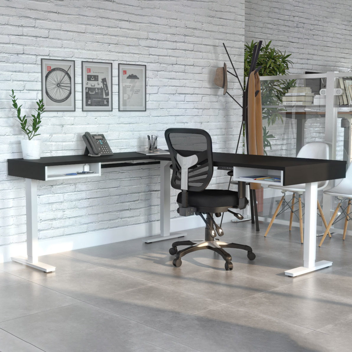 Bestar Viva L-shape Height Adjustable Desk
