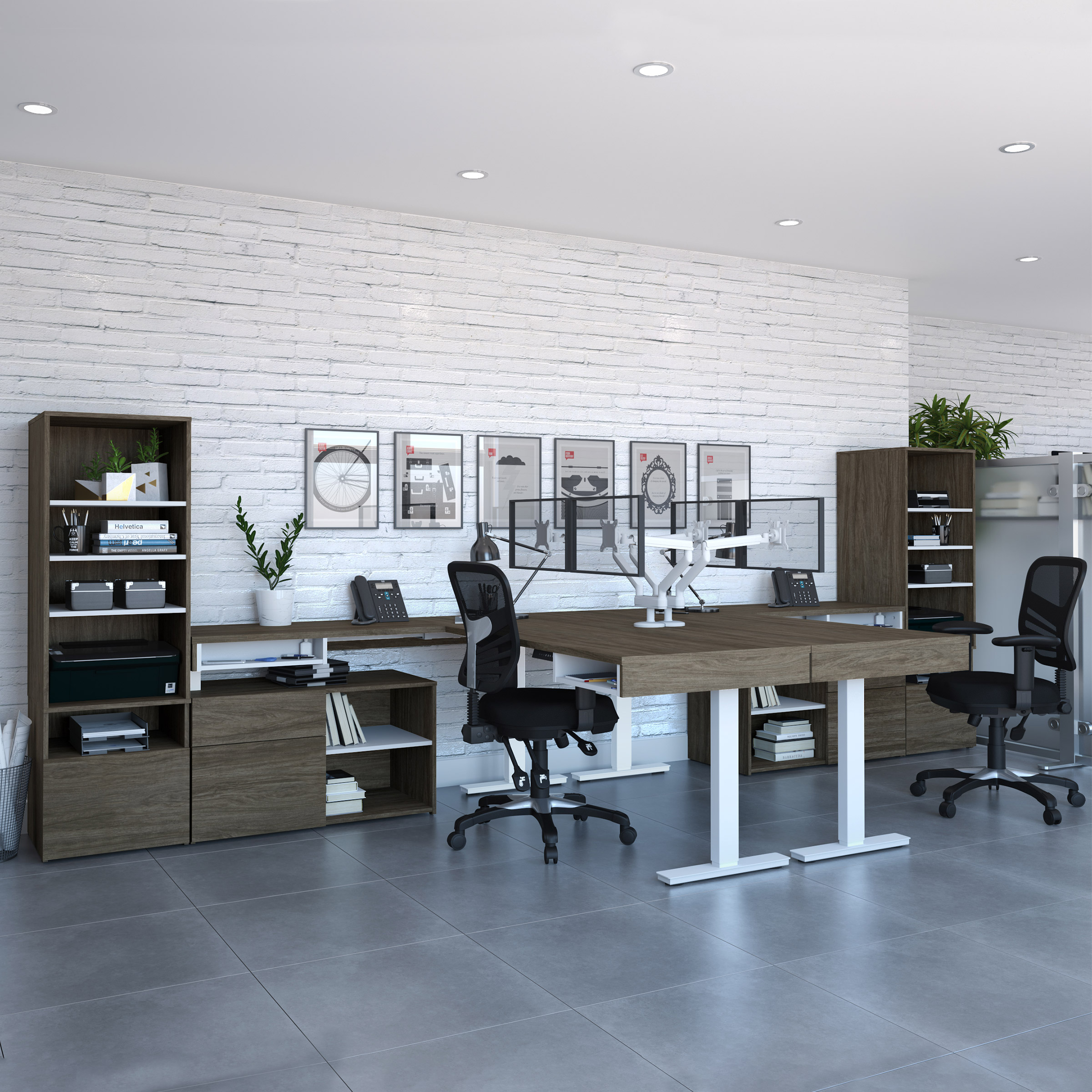 Bestar Viva Back-to-back L-shaped Height-adjustable Workstations