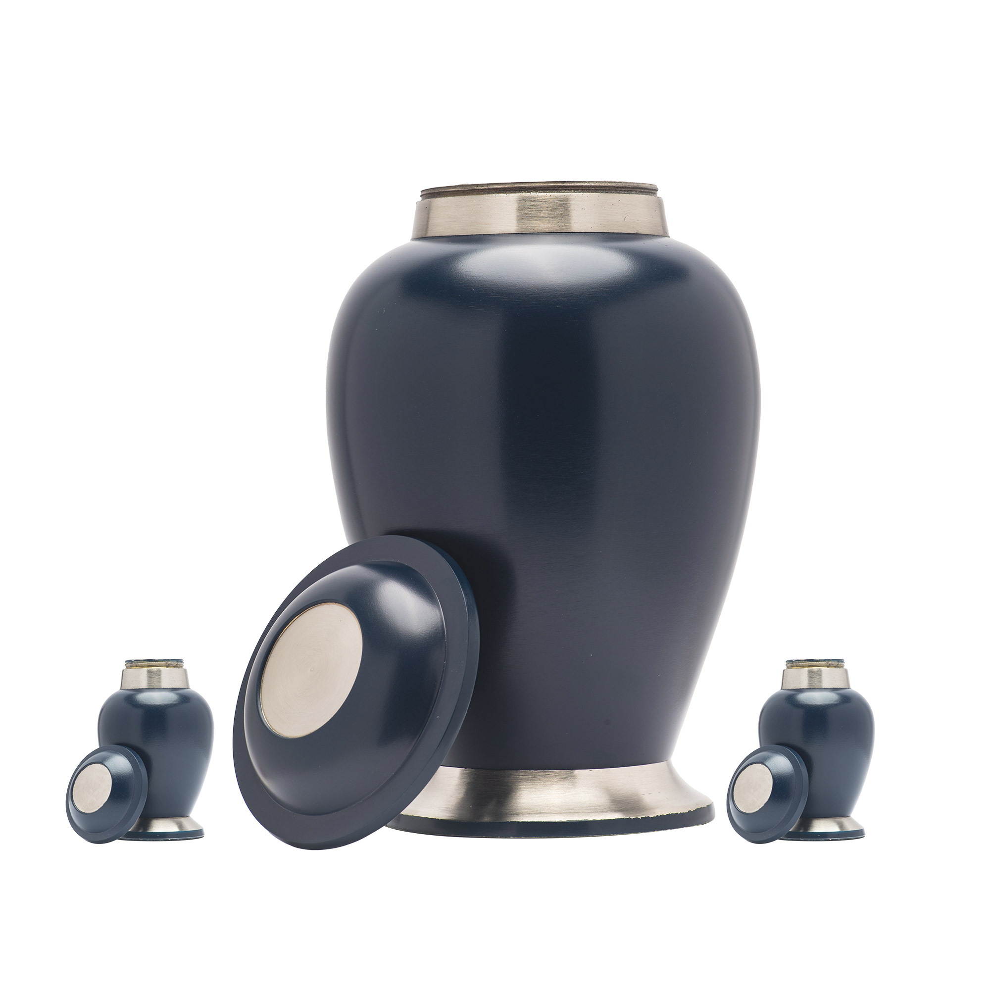 Walker Caskets Navy Brass Urn with Pewter Finish