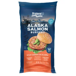Trident Seafoods Alaskan Salmon Burgers, 4 oz, 12-count