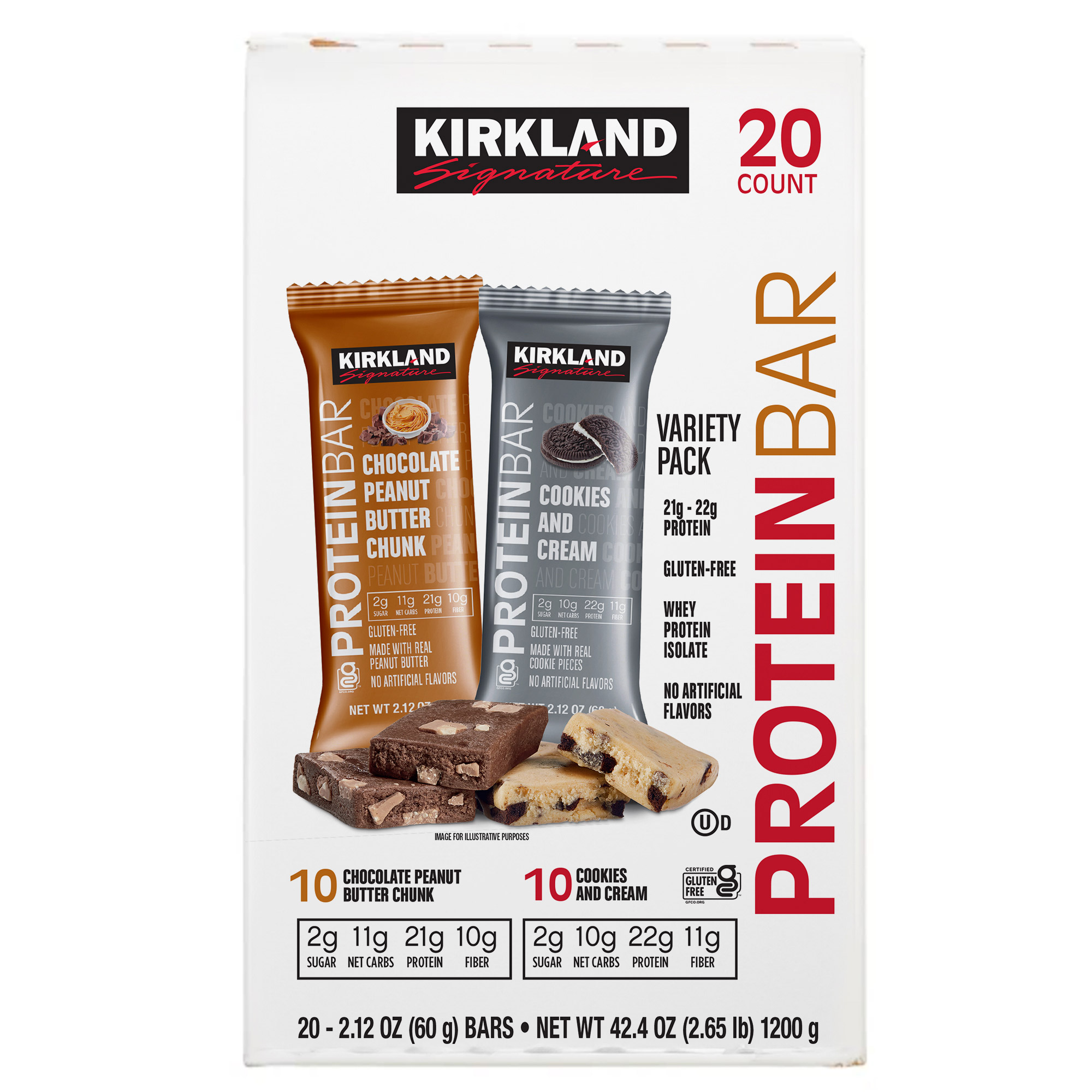 ２箱　カークランドプロテインバー2種類20本　特価品 Kirkland Signature Protein Bar, Variety Pack, 2.12 oz, 20-count