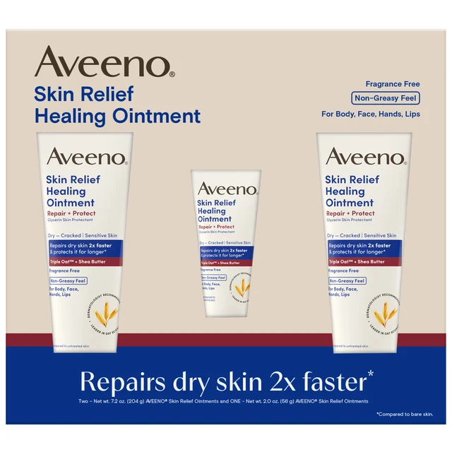 Aveeno Skin Relief Healing Ointment, 2 - 7.2 fl oz + 1 - 2 fl oz Set
