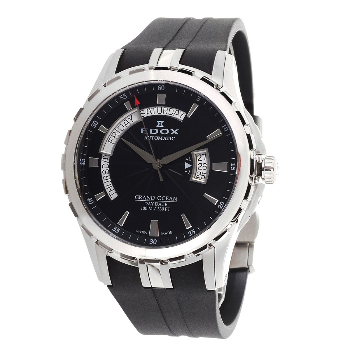 Qoo　greco Edox Grand Ocean Black Dial Stainless Steel Automatic Men's Watch