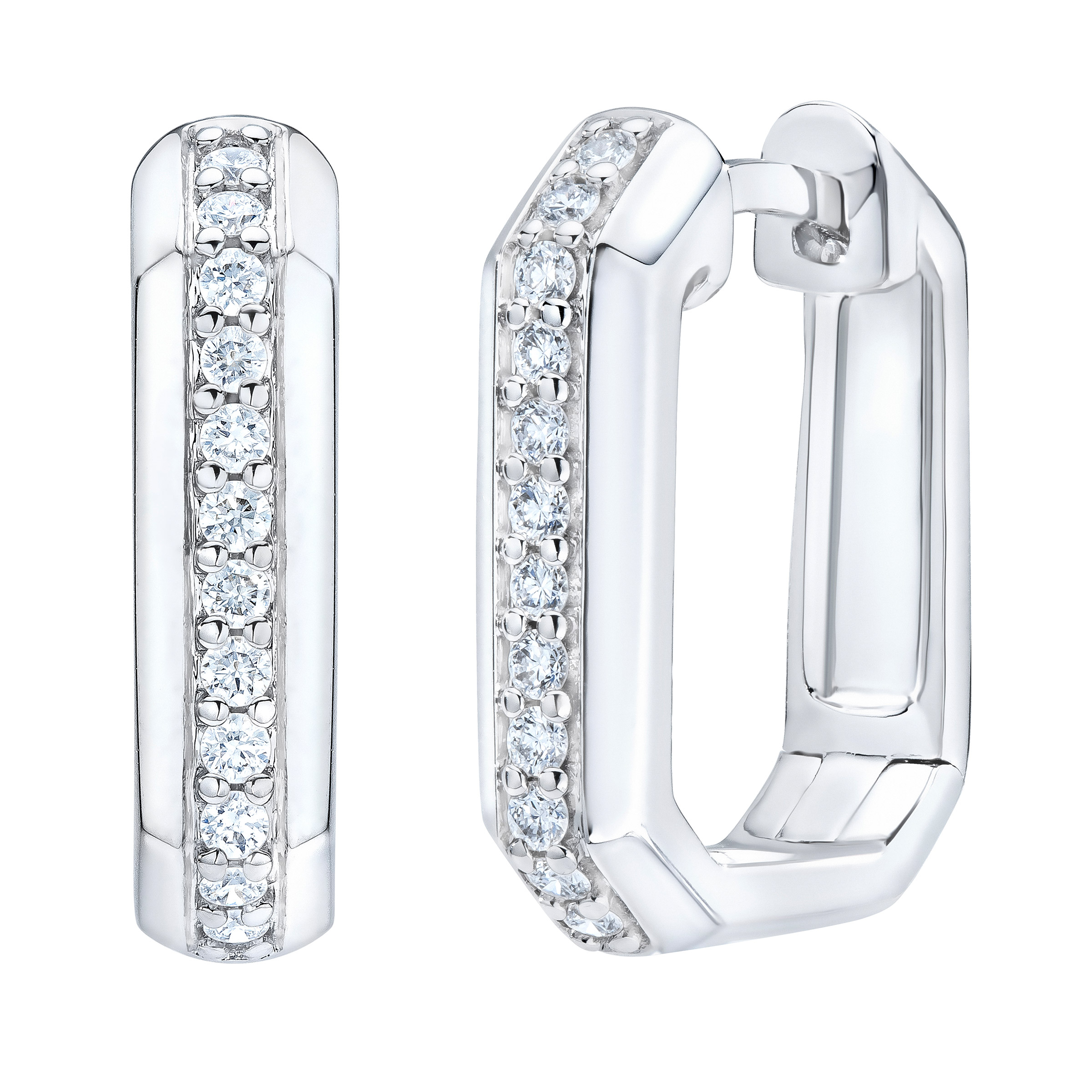 Round Brilliant Diamond Octagonal Hoop Earrings (0.20 ctw)