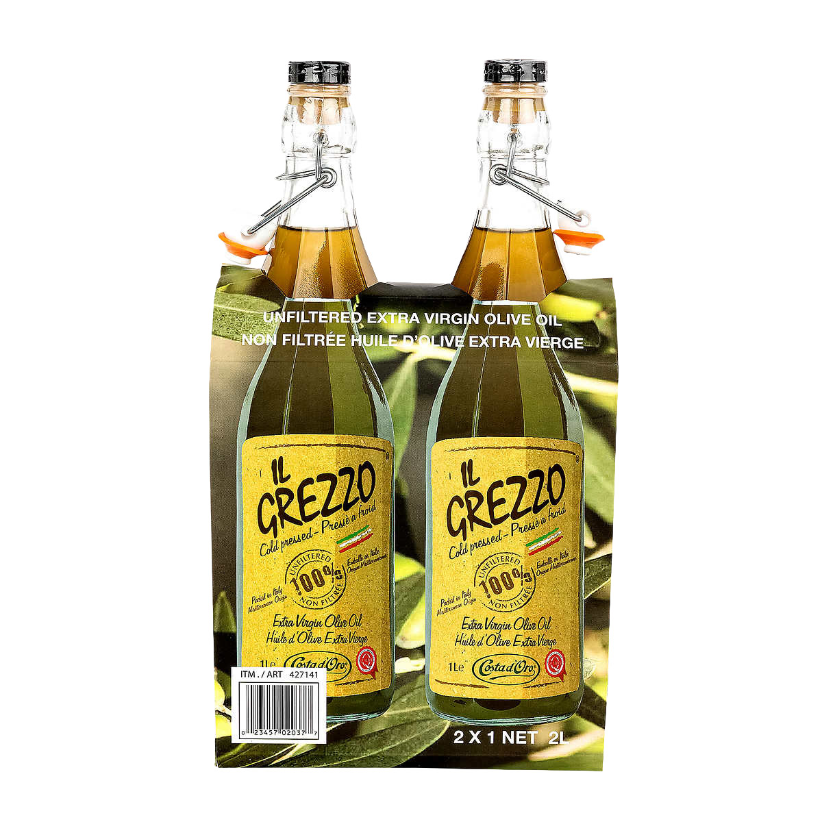 Il Grezzo Unfiltered Extra Virgin Olive Oil, 2 x 1 L