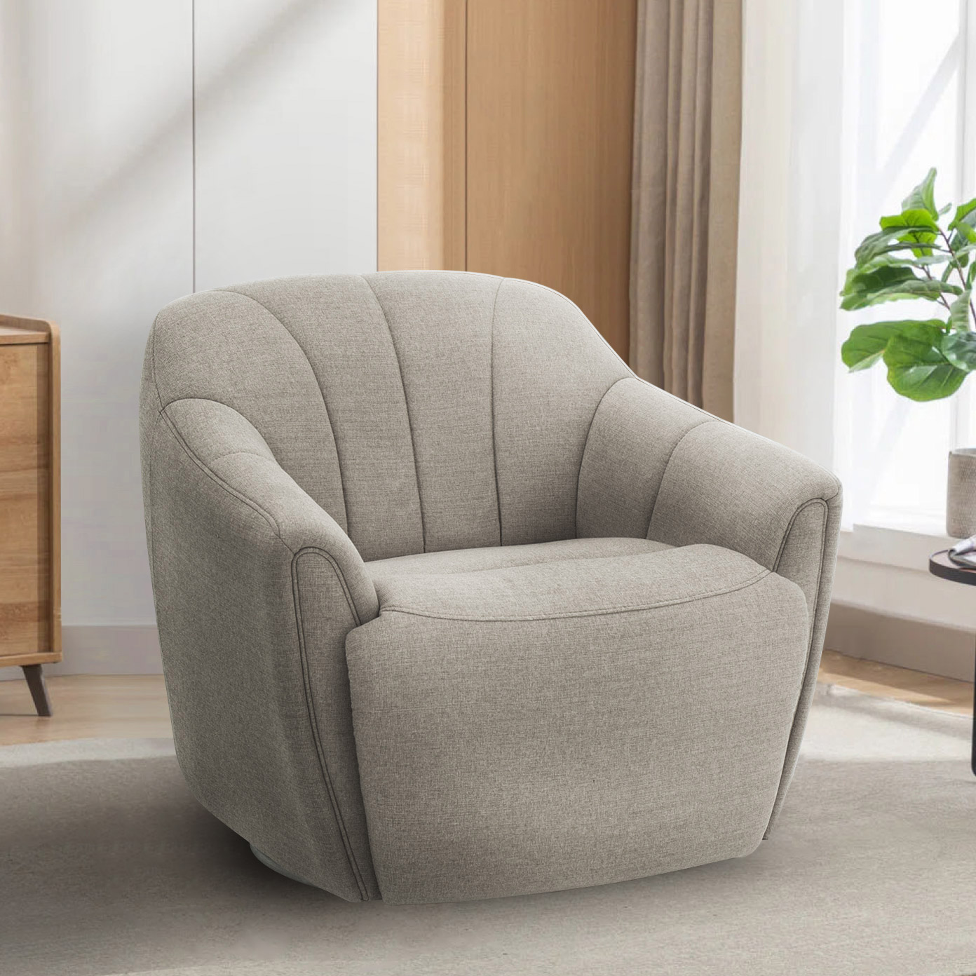 Fiona Fabric Swivel Chair with Power Footrest
