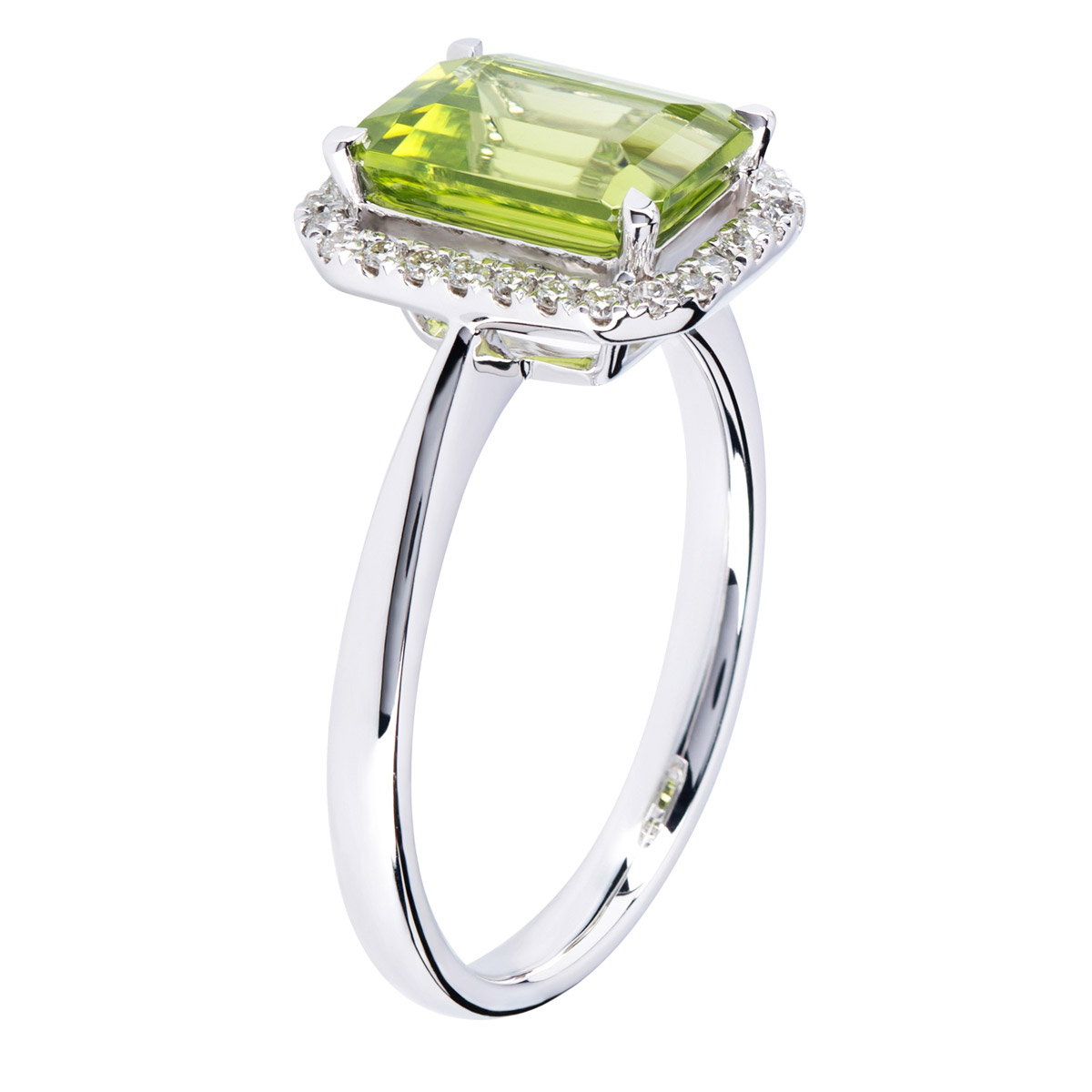 Octagon Cut Peridot and Diamond Ring (0.14 ctw) | Costco