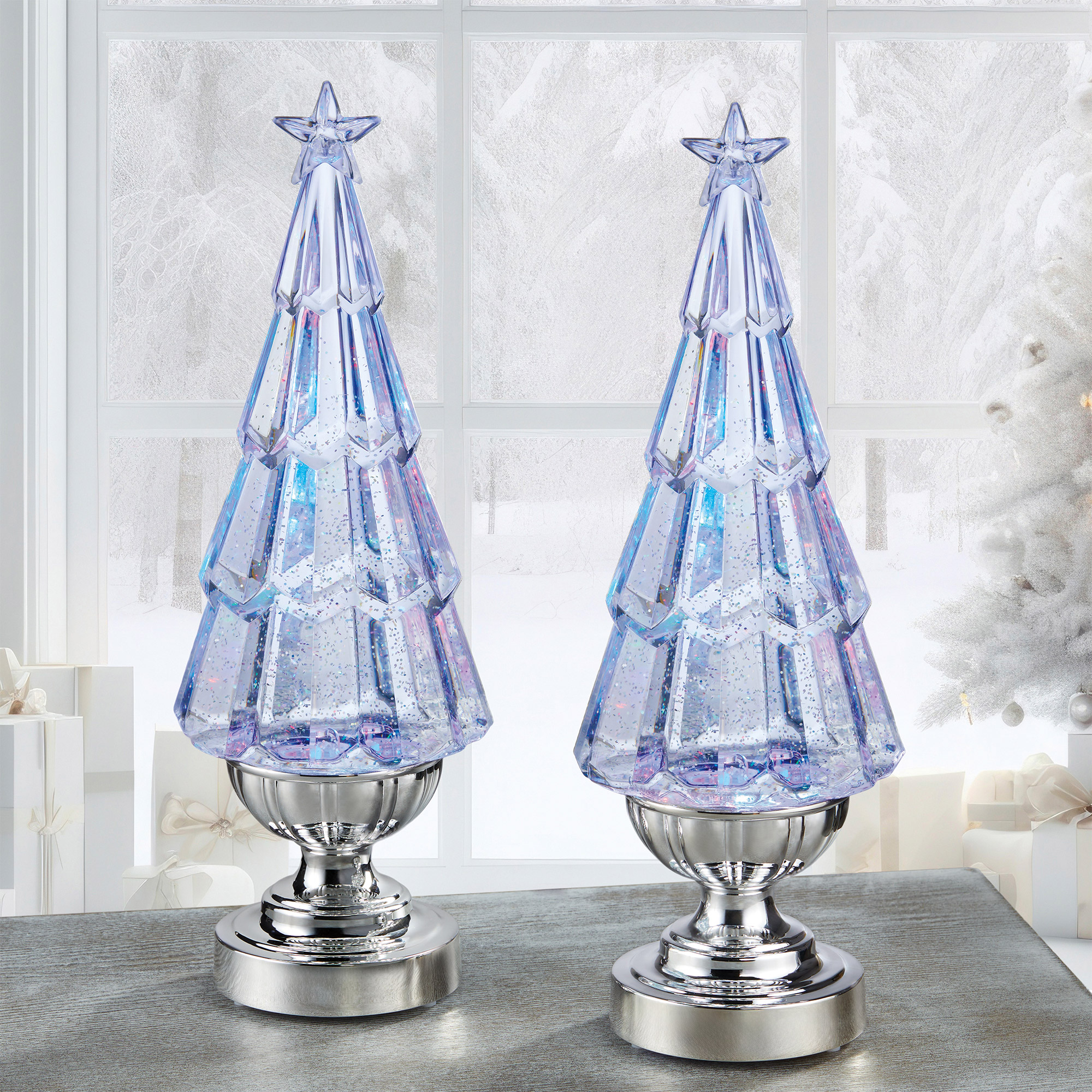 Set of 2 Lighted Glitter Trees | Costco