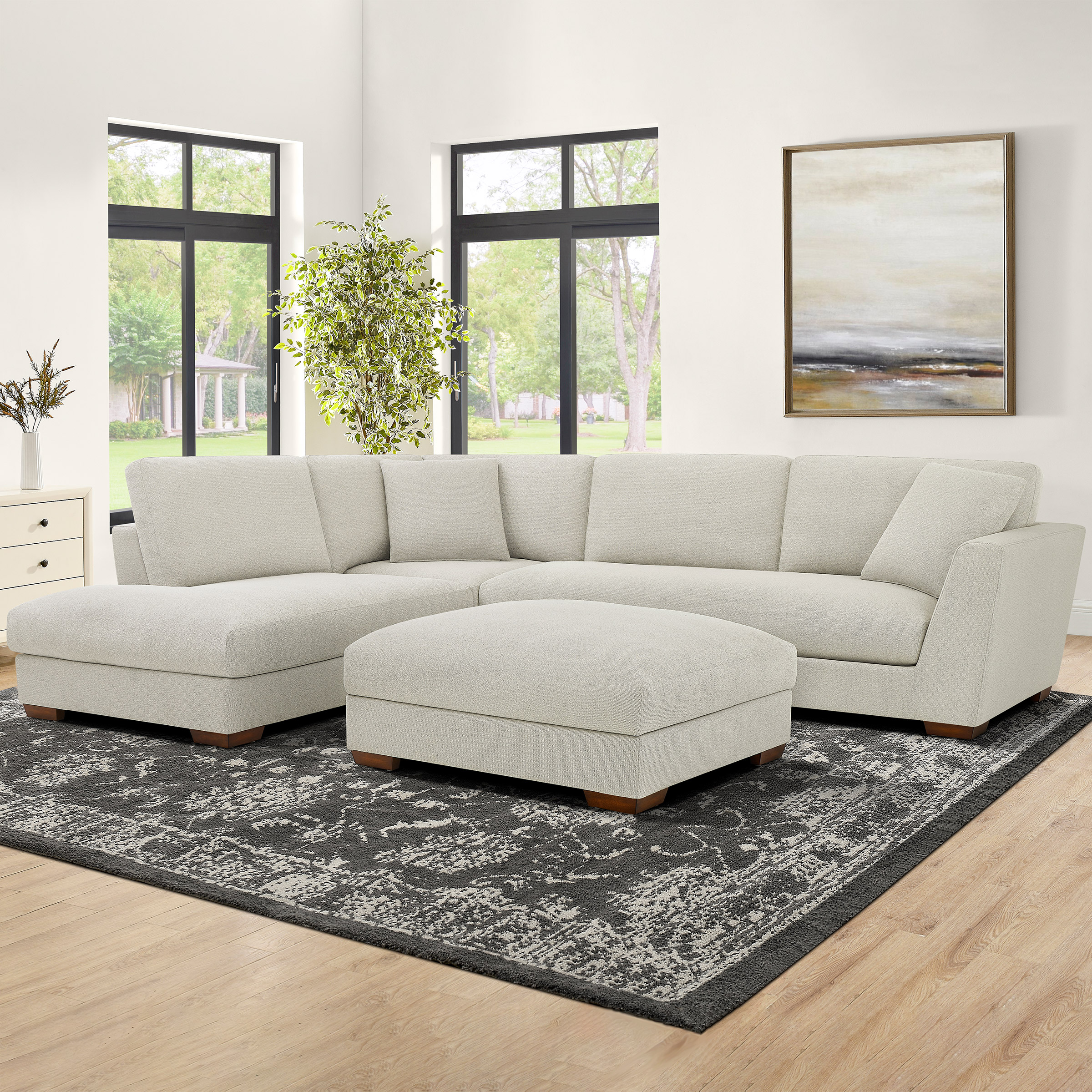 Henredon Larkin House 2-piece Left-hand Facing Fabric Sectional with Storage Ottoman