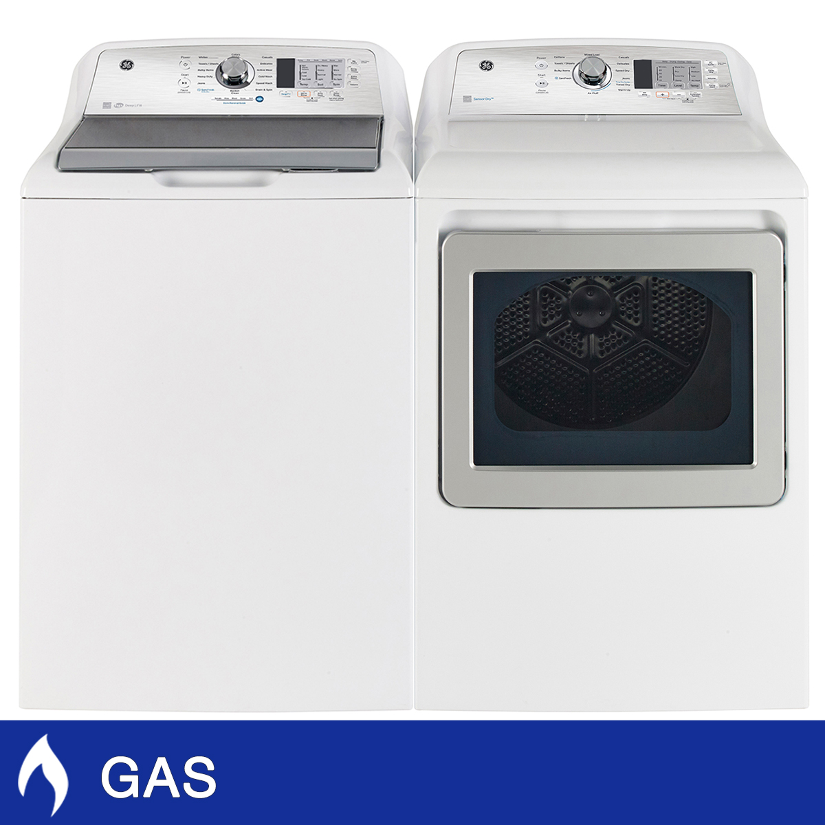 GE Laundry Bundle 5.3 cu ft. Top Load Washer and 7.4 cu ft. Gas Dryer