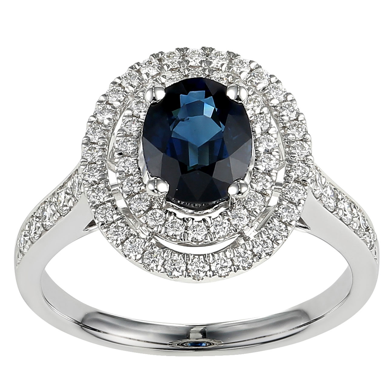 Oval Cut Blue Sapphire and Diamond Ring (0.48 ctw) 