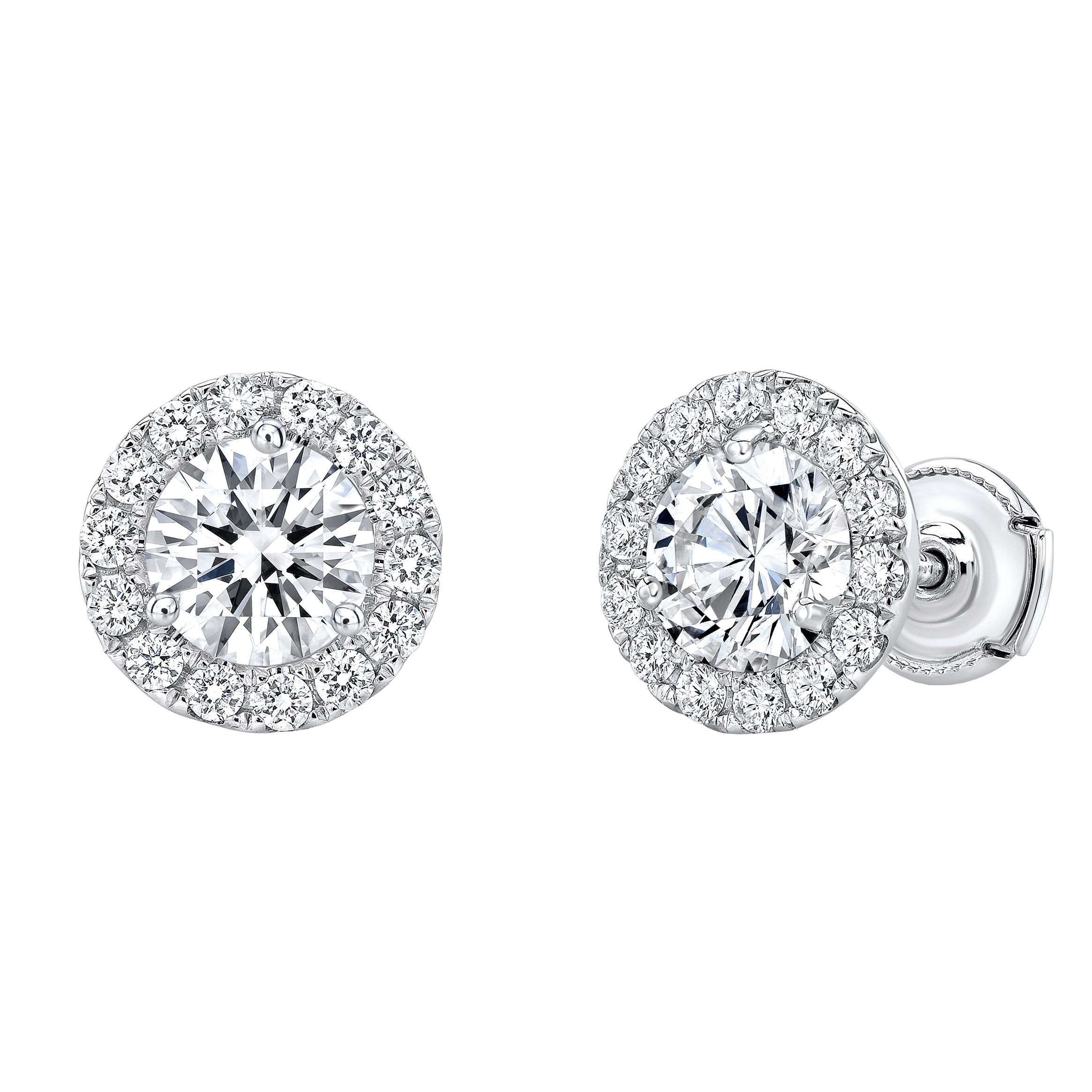 Round Brilliant 2.50 ctw VS2 Clarity  I Color Diamond Platinum Halo Earrings