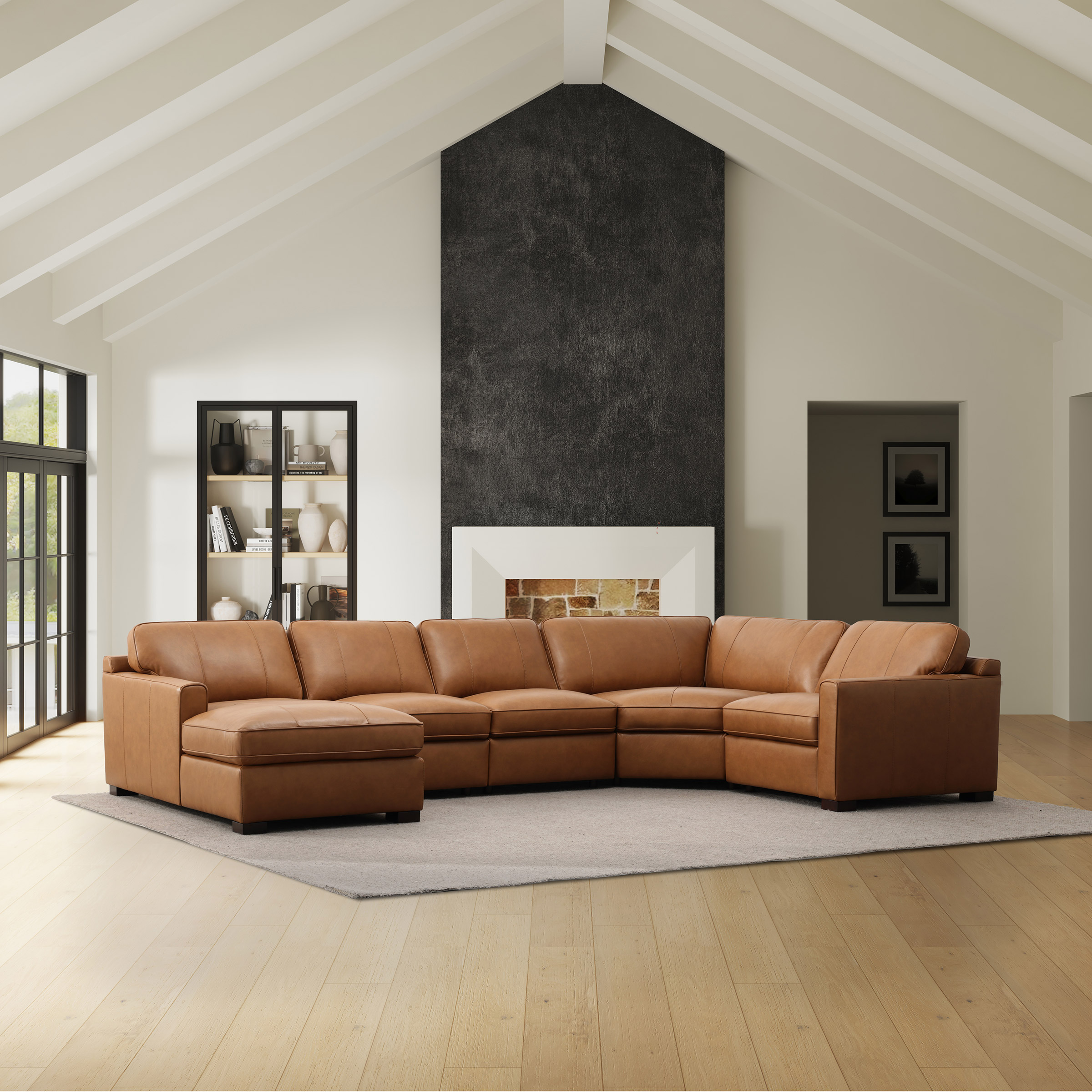 Simon Li Top-grain Leather 5-piece Sectional | Costco
