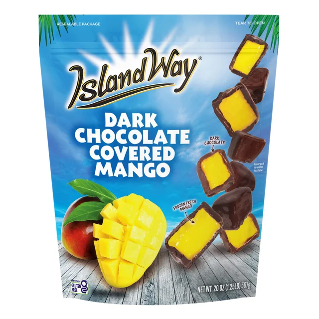 ISLAND WAY DARK CHOCOLATE COVERED MANGOES 20 OZ