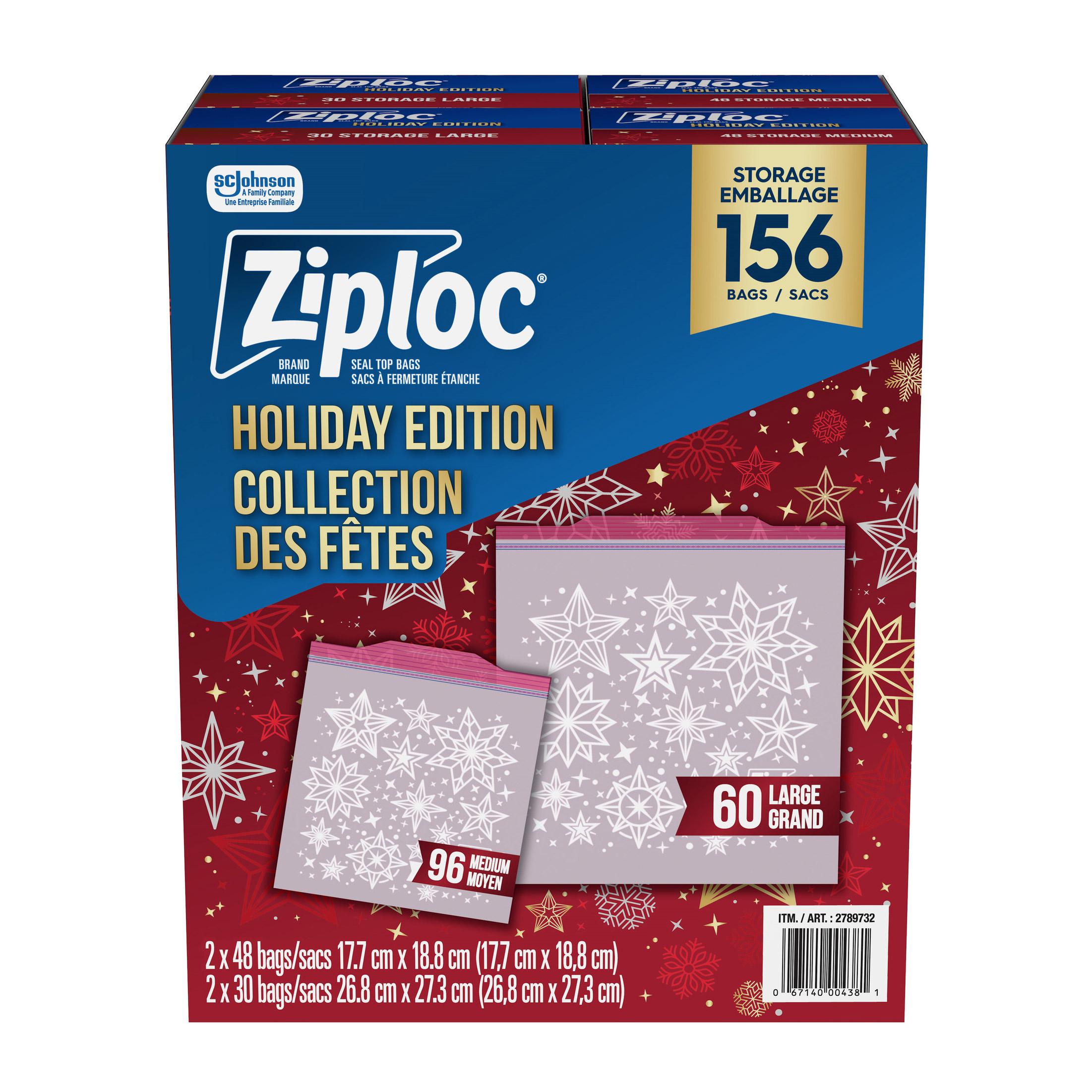 Ziploc Holiday Storage Bags Variety Pack, 156-count | Costco