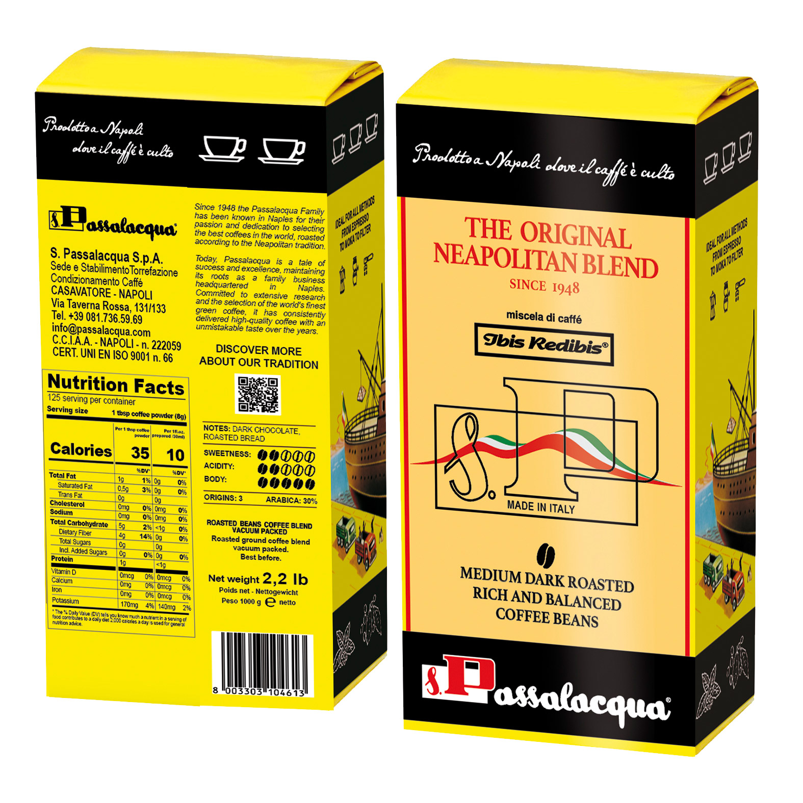 Passalacqua Ibis Redibis Whole Bean Coffee, 2 x 1 kg