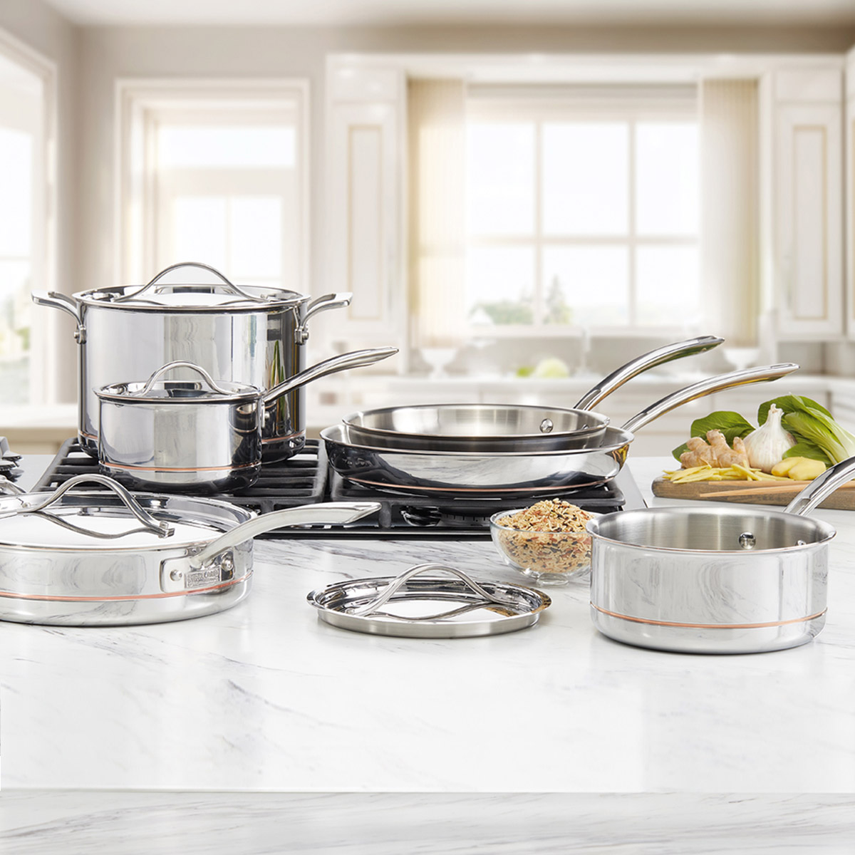 Kirkland Signature 5-ply Clad Stainless Cookware Set, 10-pieces