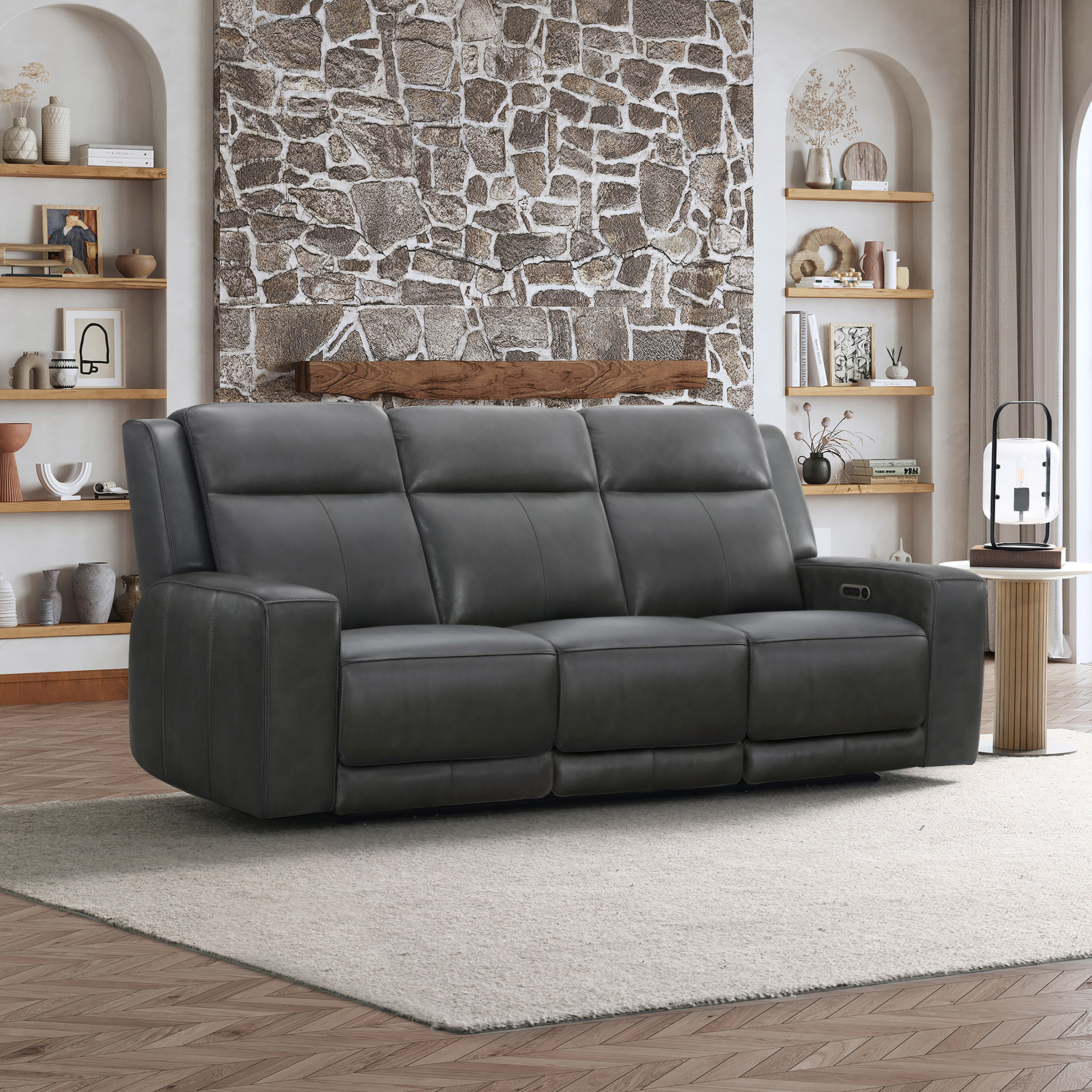 Simon Li Wren Top-grain Leather Power Reclining Sofa