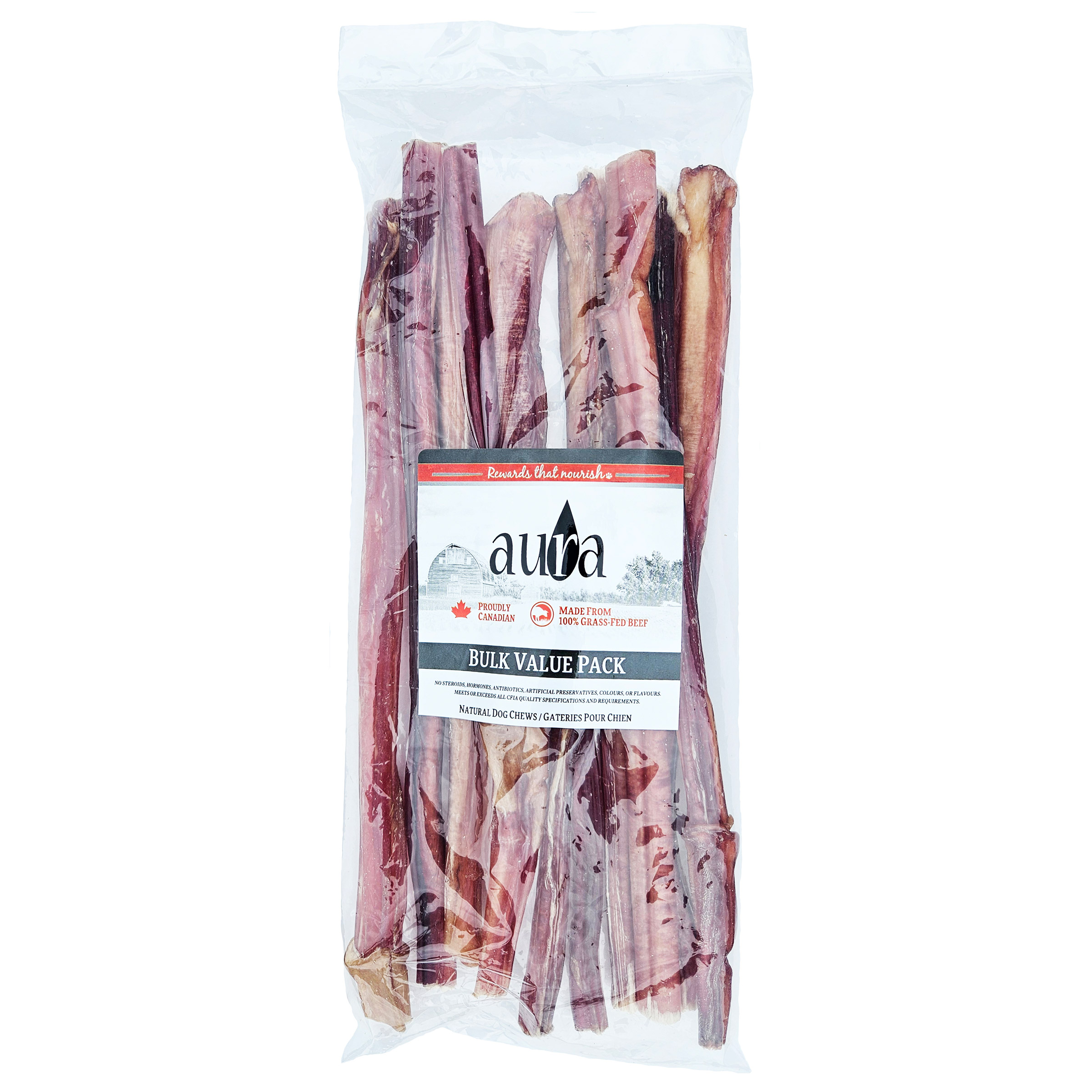 Aura Premium Odour-controlled Bully Sticks 11 to 12 in. Dog Chews, 10 pack