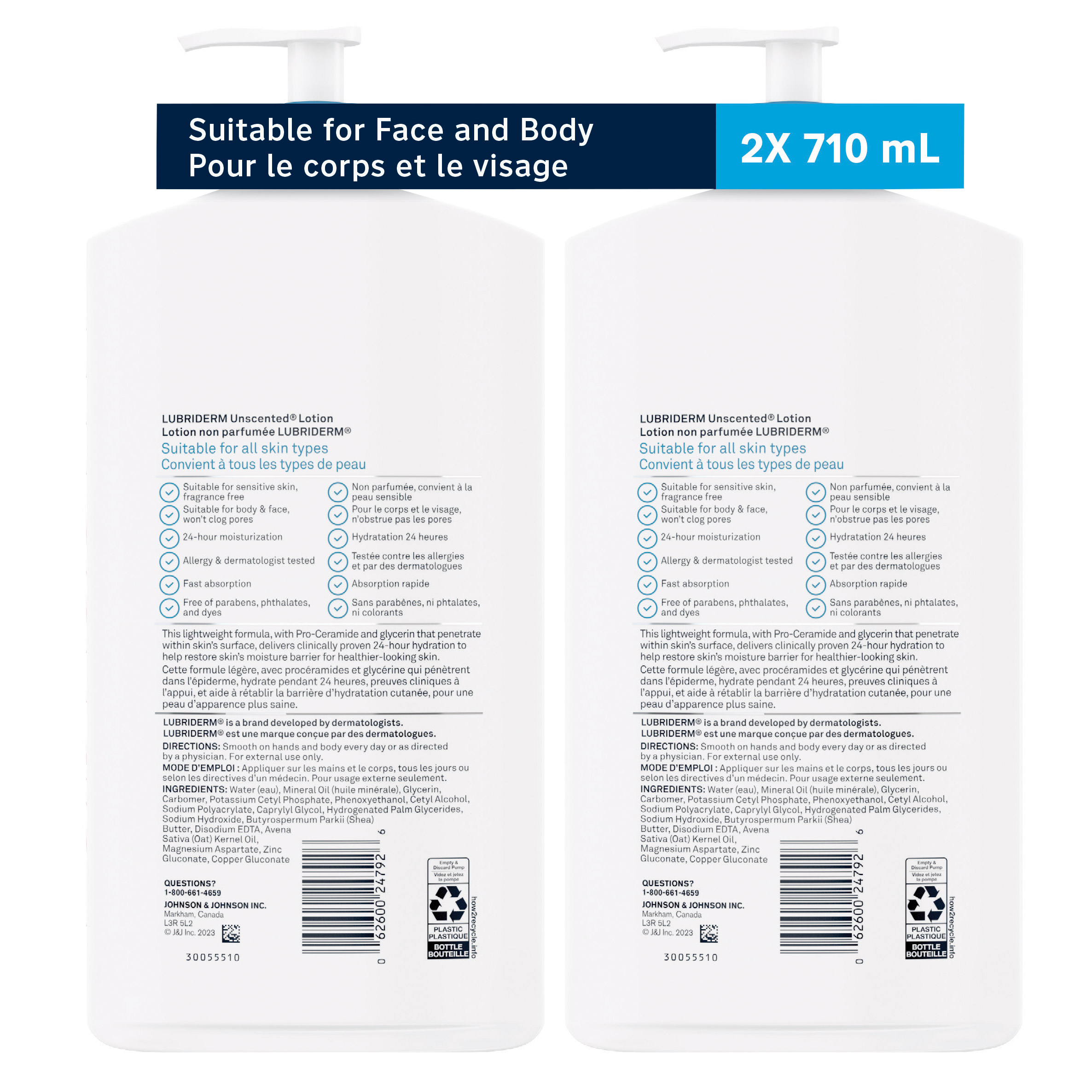 Lubriderm Unscented Lotion, 2 x 710 mL | Costco