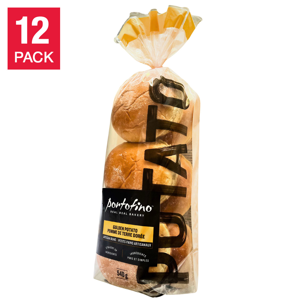 Portofino Unsliced Golden Potato Buns, 12 × 540 g