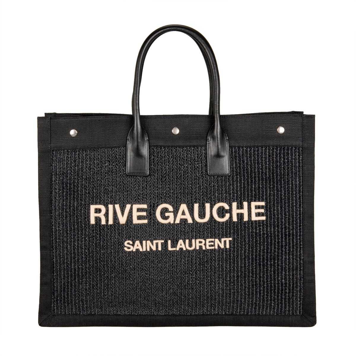 YSL Rive Gauche Tote Bag Raffia/Leather Noir, Black | Costco YSL Rive Gauche Tote Bag Raffia/Leather Noir, Black | Costco