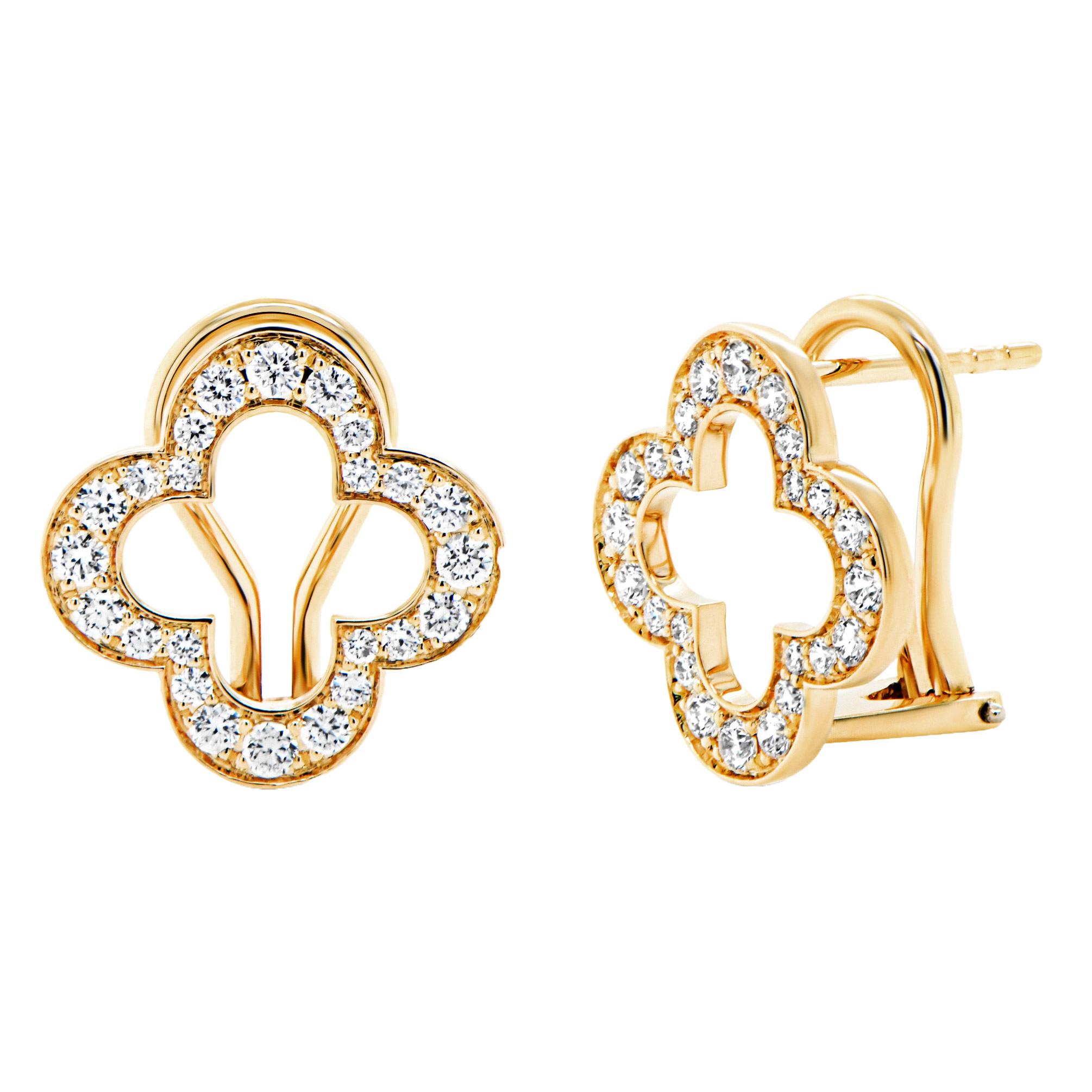 Round Brilliant Diamond Quatrefoil Earrings (0.60 ctw)