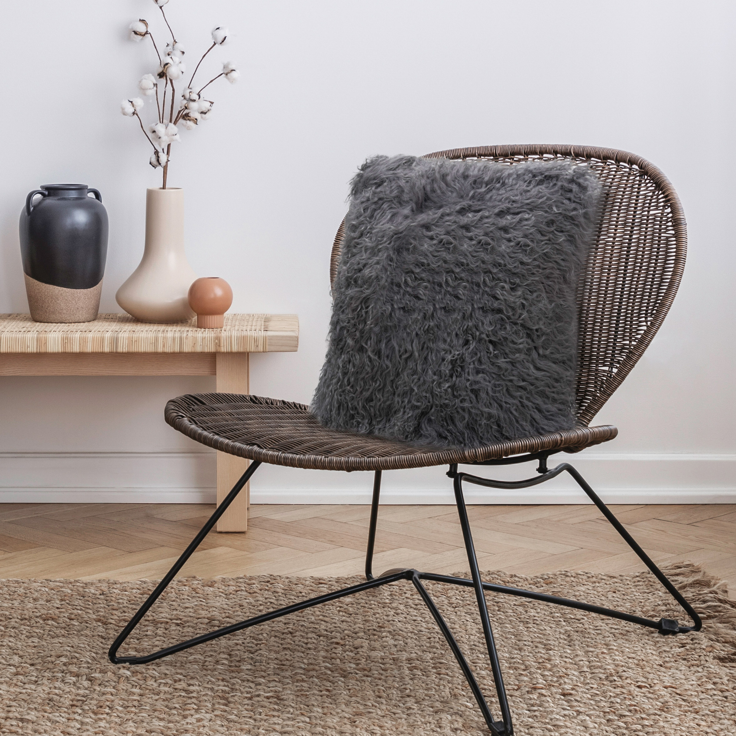 Mongolian Sheepskin Decorative Cushion