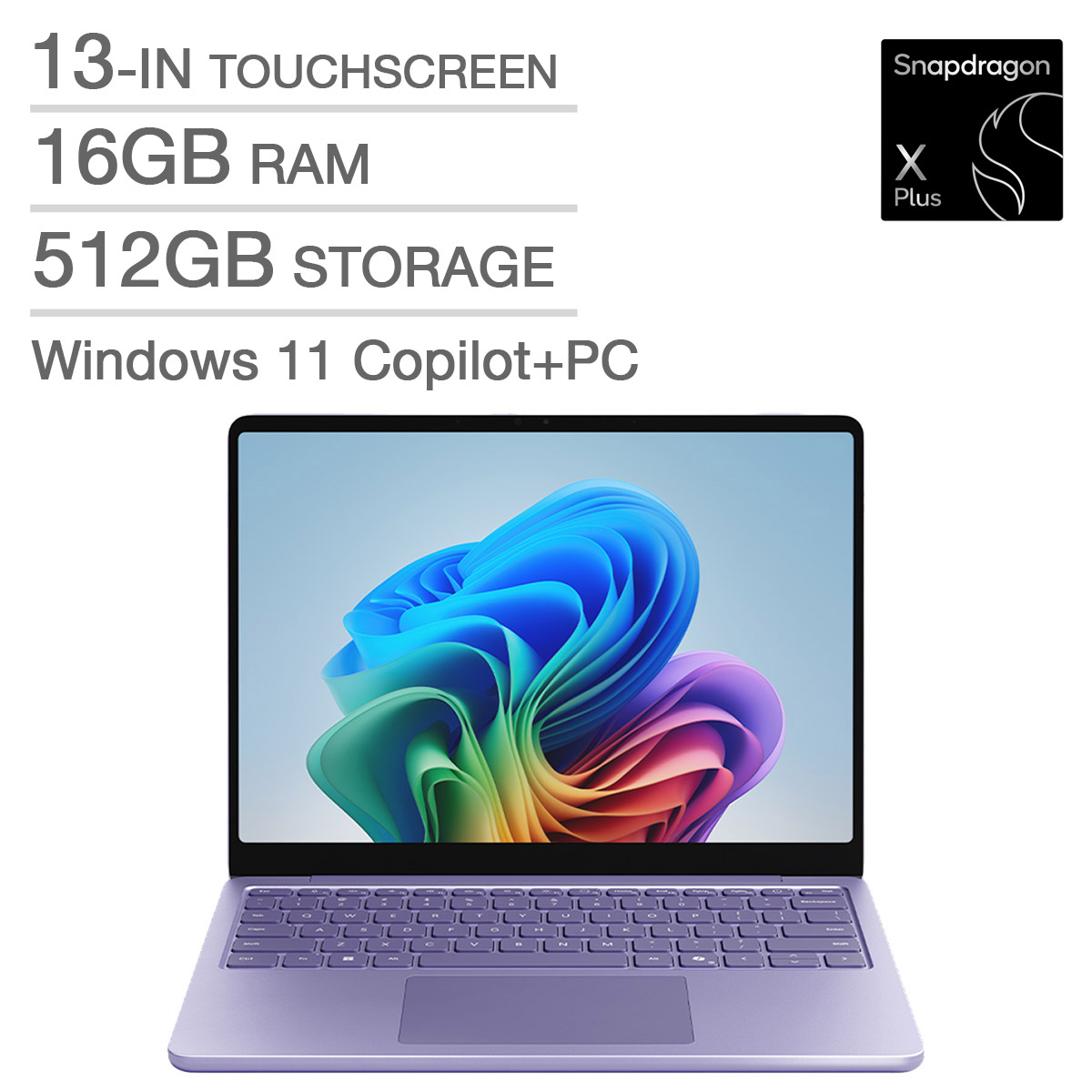 Microsoft Surface 13-in. Copilot+ PC Touchscreen Laptop with 1-year Microsoft 365 Personal Bundle, Qualcomm Snapdragon X Plus X1P-42-100 – 16GB RAM, 512GB Storage