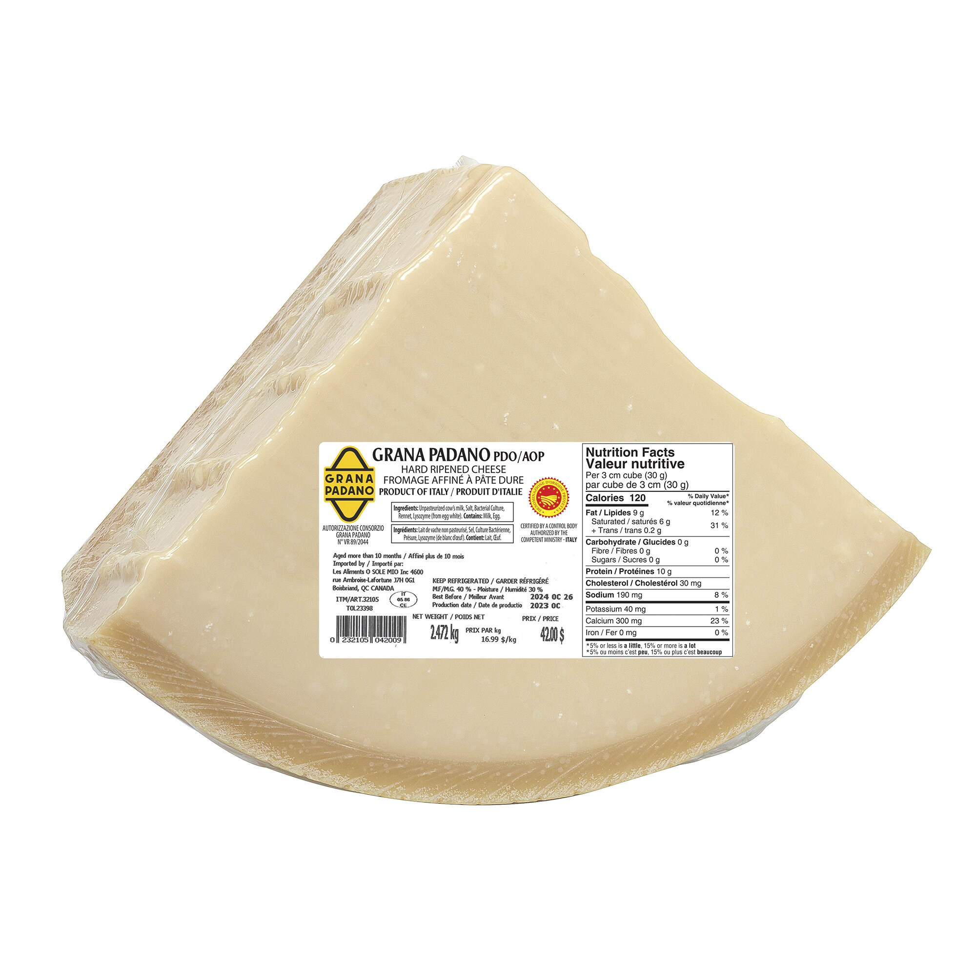 Quatro Colli Padano, 4.5 kg average weight*