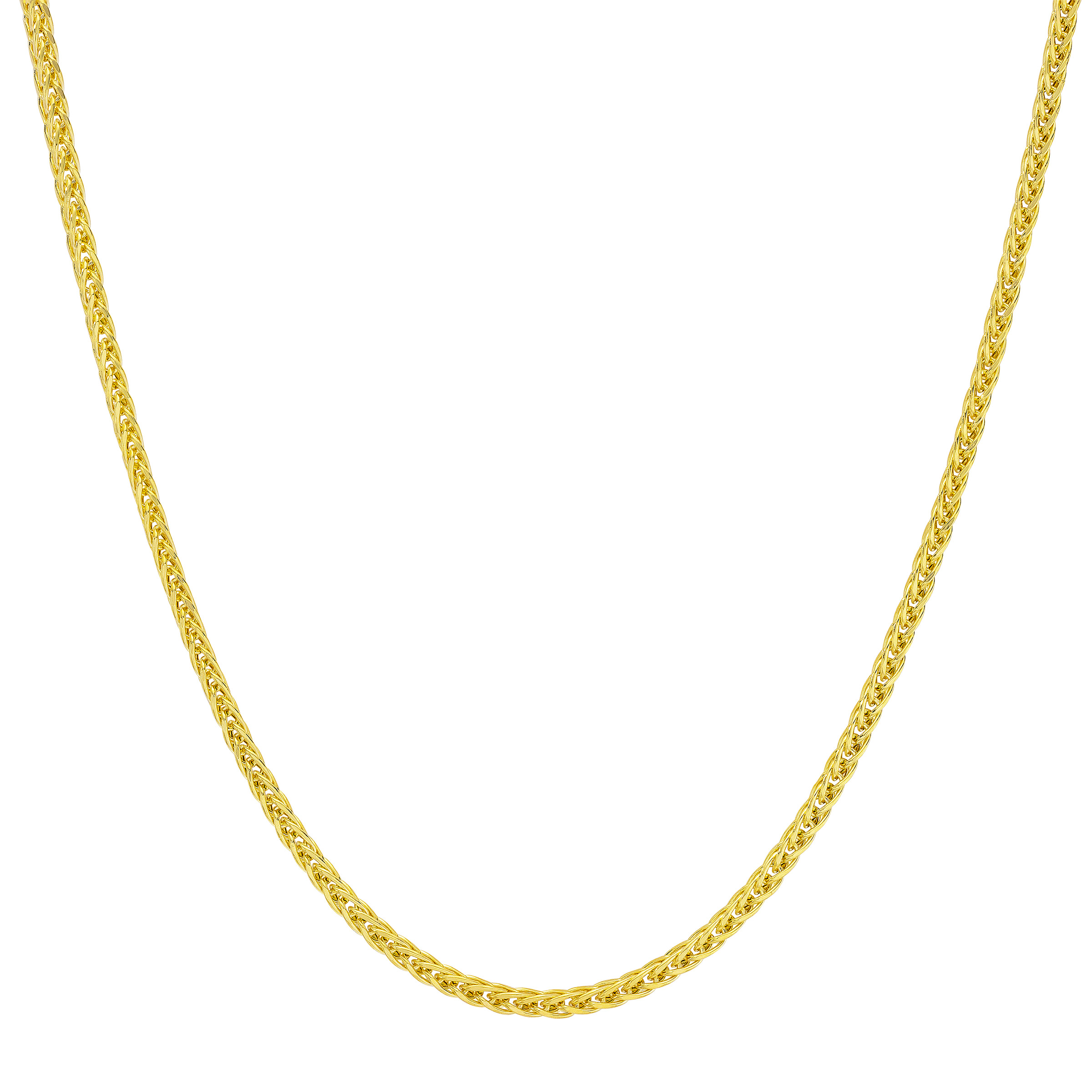 Square Diamond Cut Wheat Chain in Yellow Gold