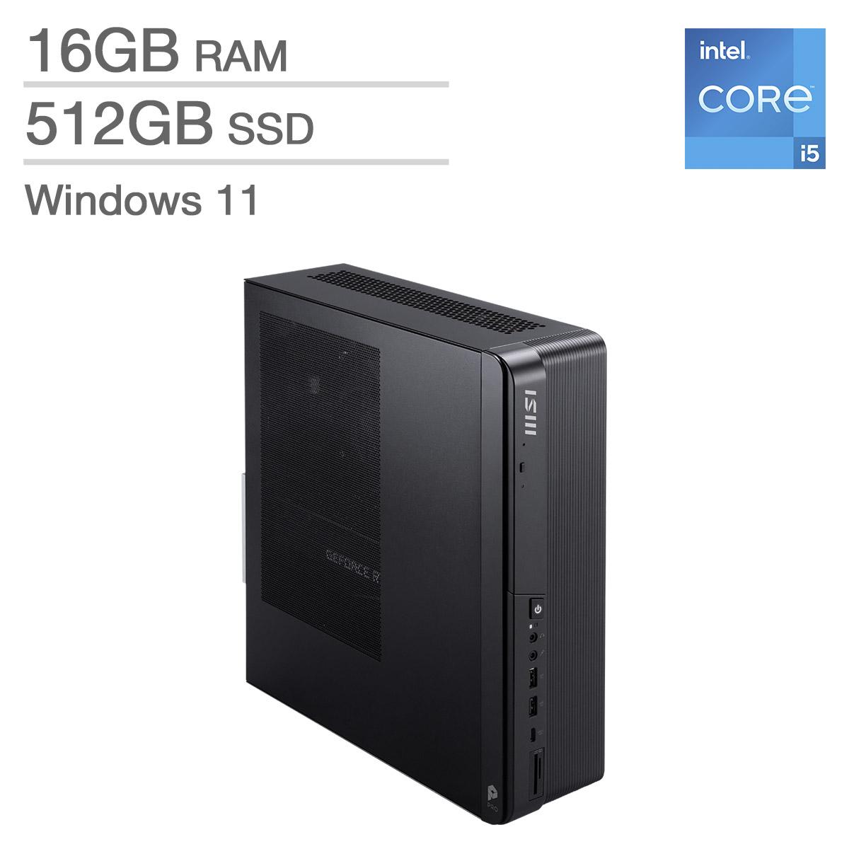 MSI PRO DP80 Desktop Computer, Intel Core i5-14400F - 16GB RAM, 512GB SSD, 6GB NVIDIA GeForce RTX 3050