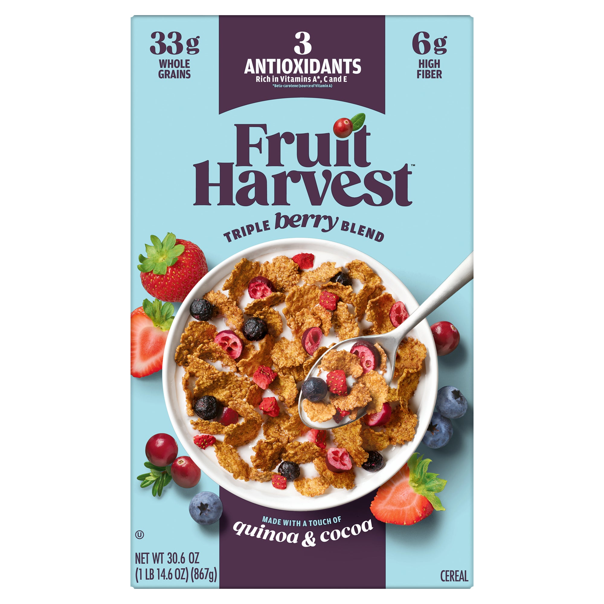 the automobile breakfast cereal and tobacco industries are examples of Fruit Harvest Triple Berry Blend Cereal, 30.6 oz