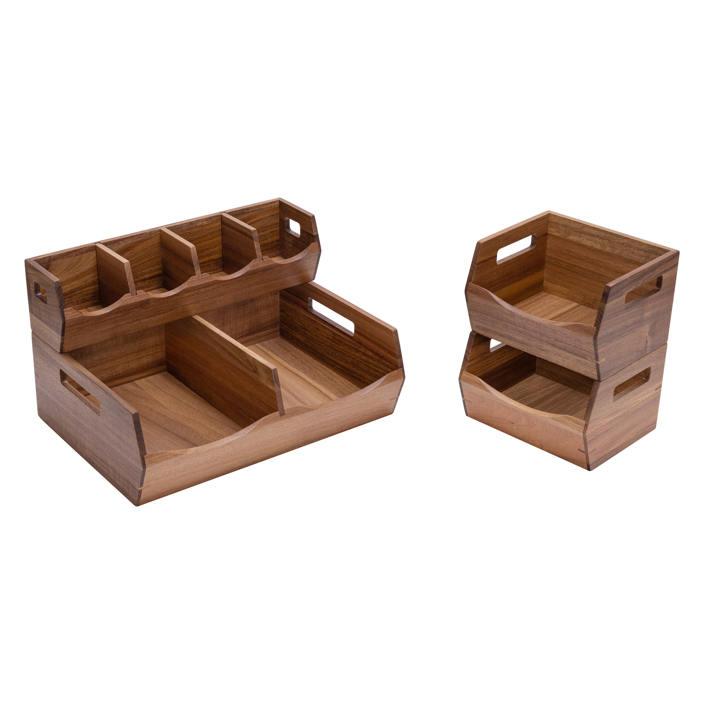 Seville Classics Acacia Stacking Bins, 4 piece | Costco