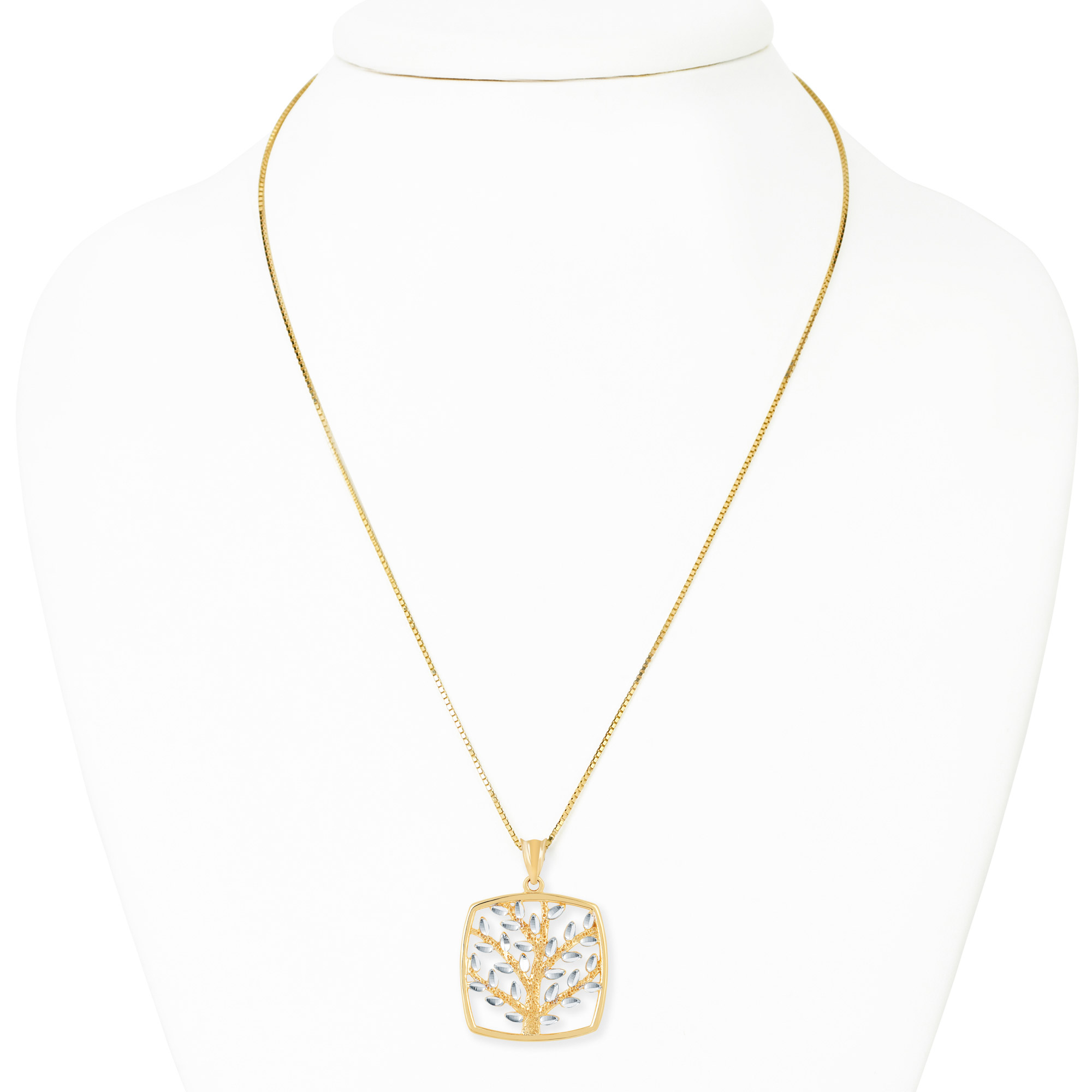 High Polish and Diamond Cut Tree of Life Pendant in Two-tone Gold | Costco