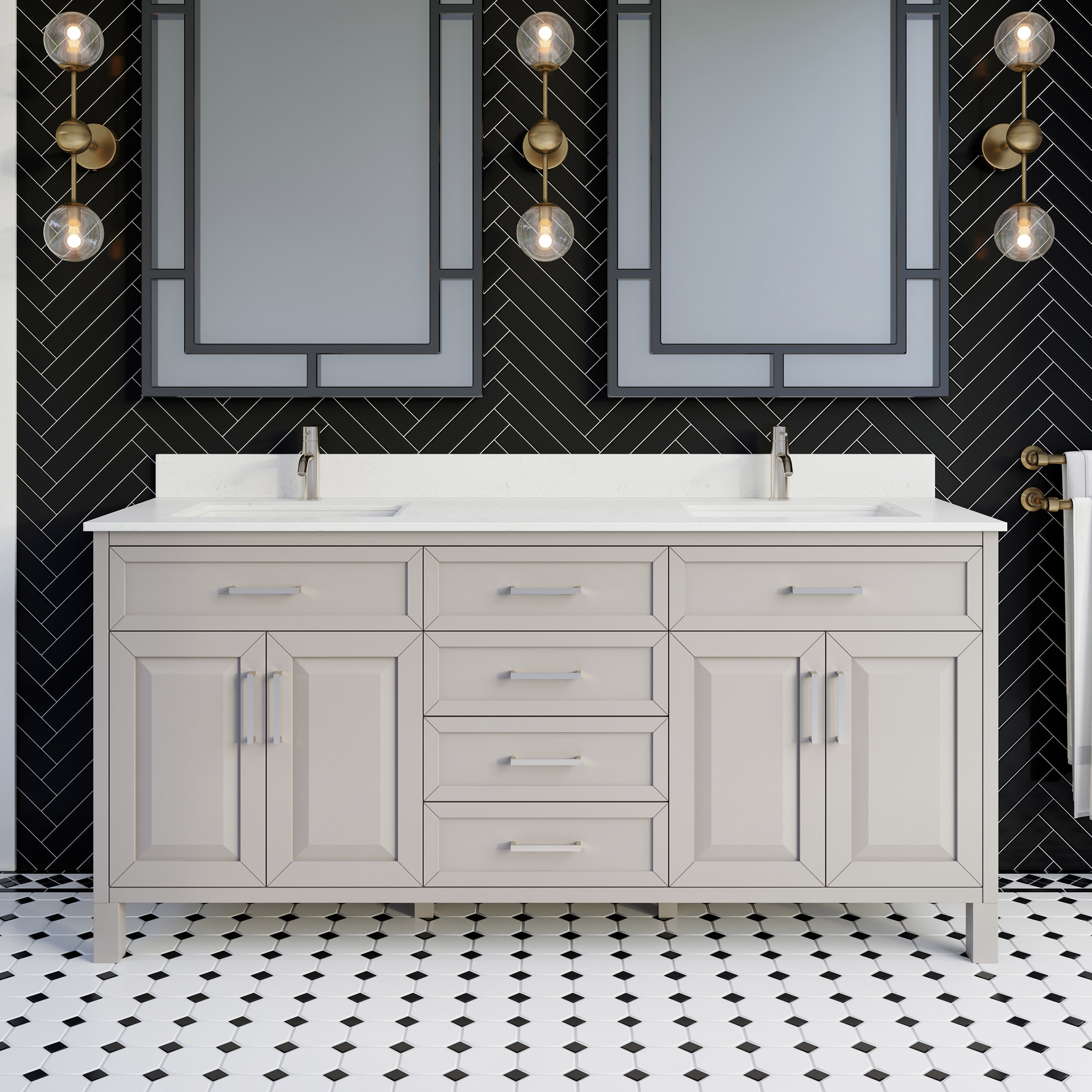 Studio Bathe Thomson II Vanity in Grey Finish with Engineered Stone Countertop