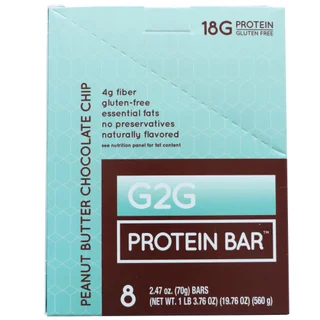 G2G Protein Bar, Peanut Butter Chocolate Chip, 2.47 oz, 8-count