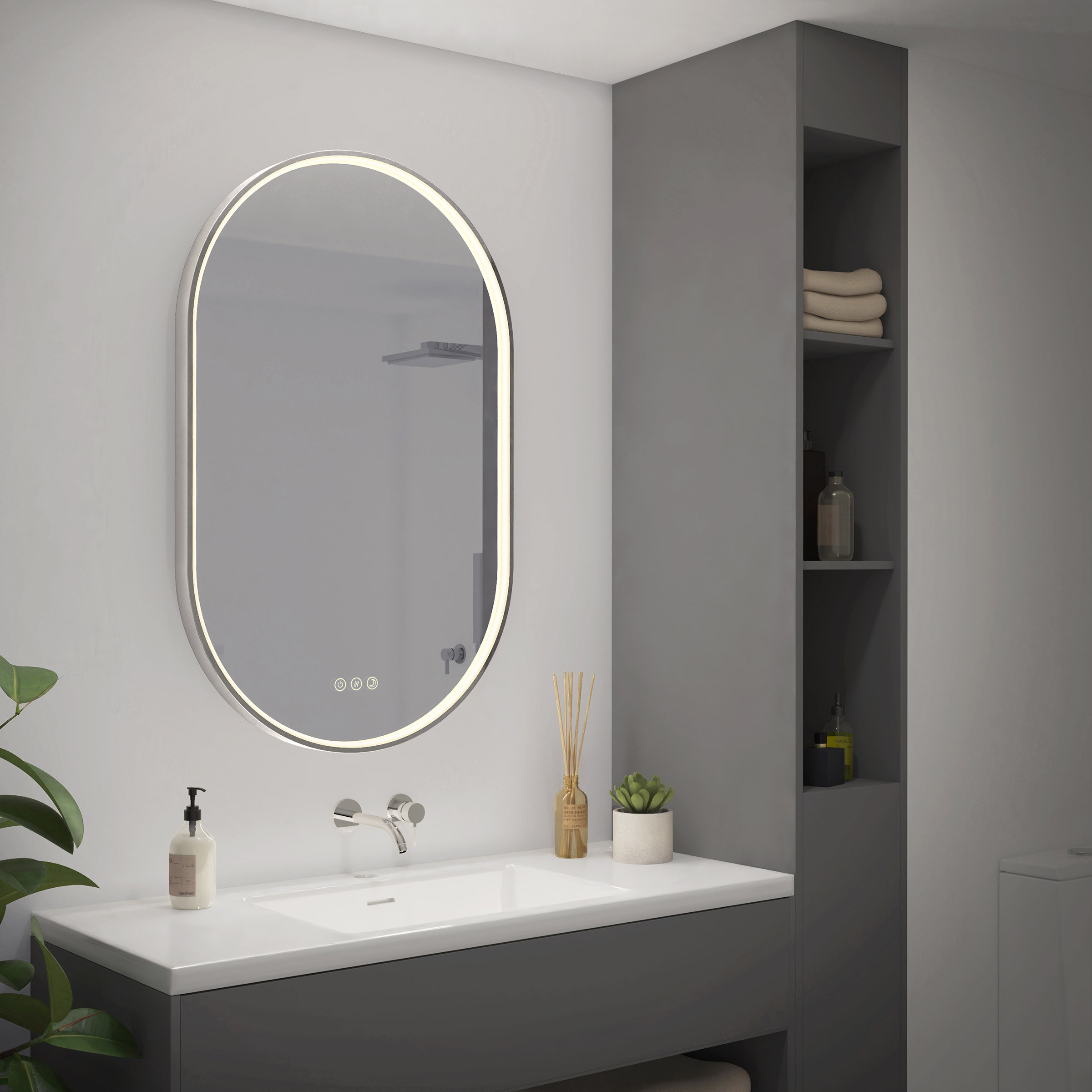 Artika Royce Oval LED Mirror with Integrated Defogger