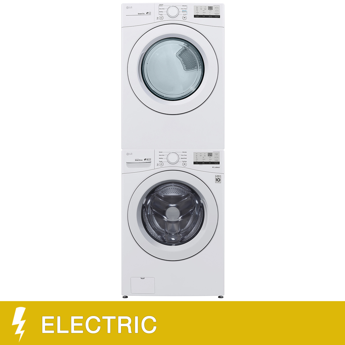 LG Laundry Bundle 5.2 cu ft. Front Load Washer and 7.4 cu ft. Electric Dryer with Stacking Kit