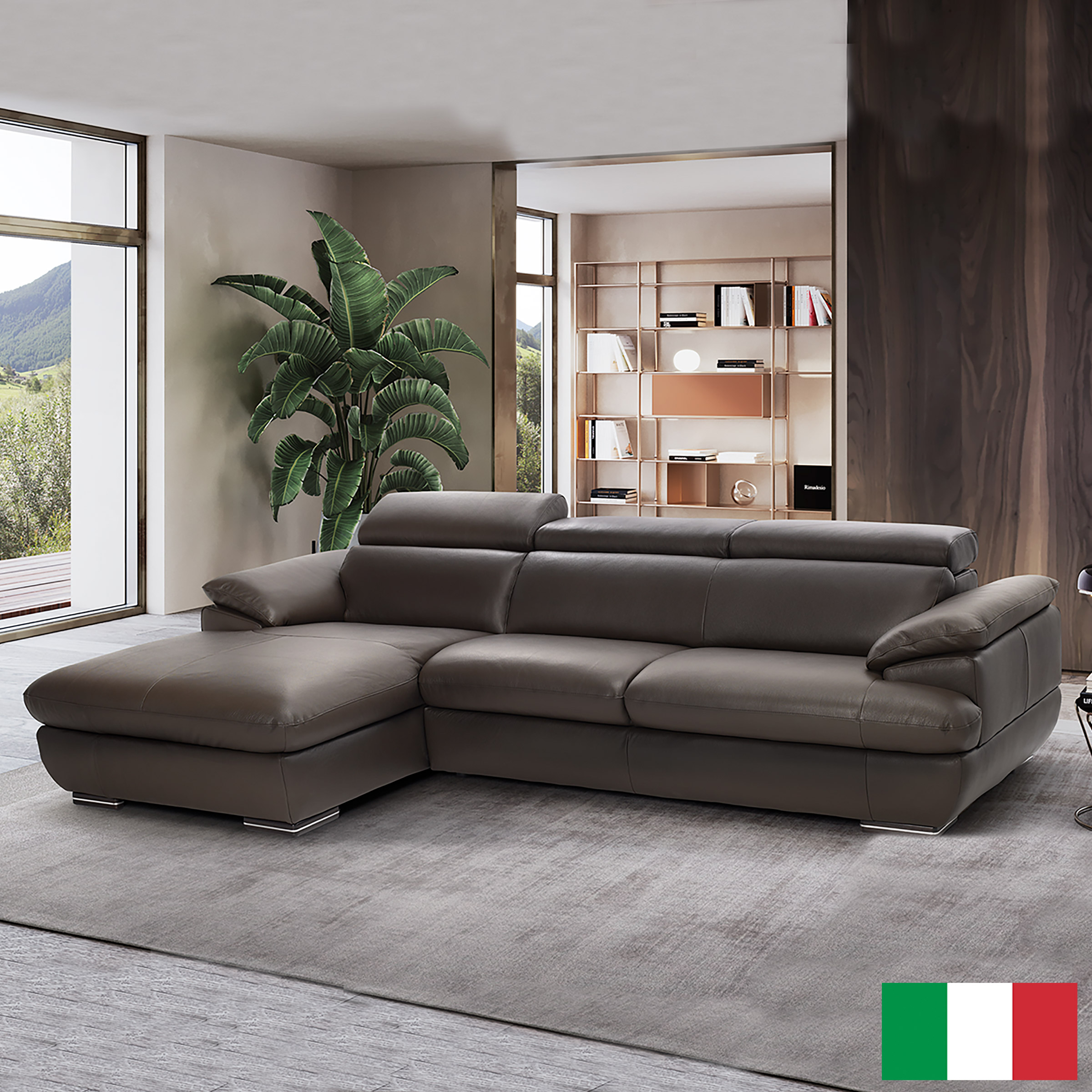 Monza II 2-piece Top Grain Leather Left-hand Facing Sofa Chaise