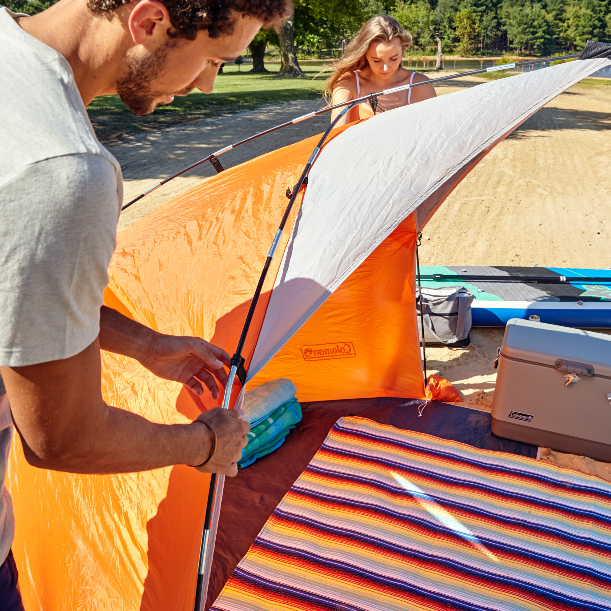 Coleman Skyshade Large Compact Beach Shade, Tiger Lily | Costco