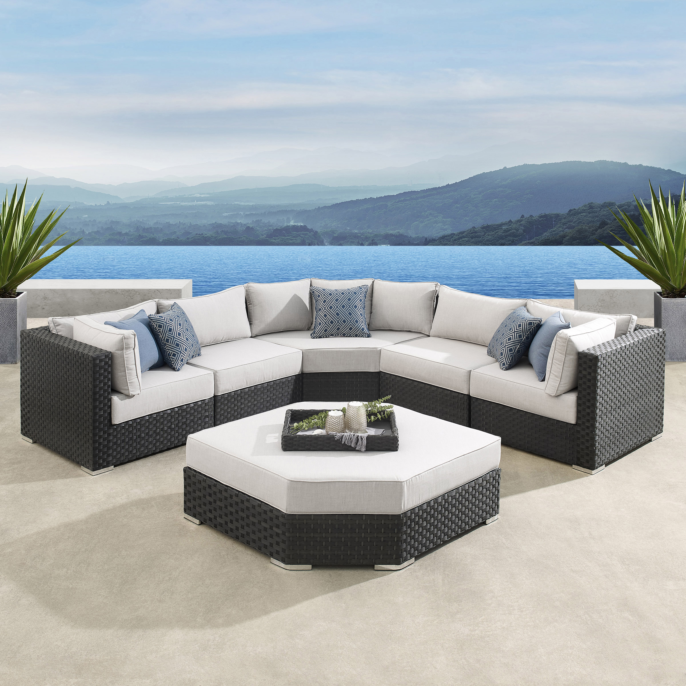 Highland 6-piece Patio Sectional Conversation Set