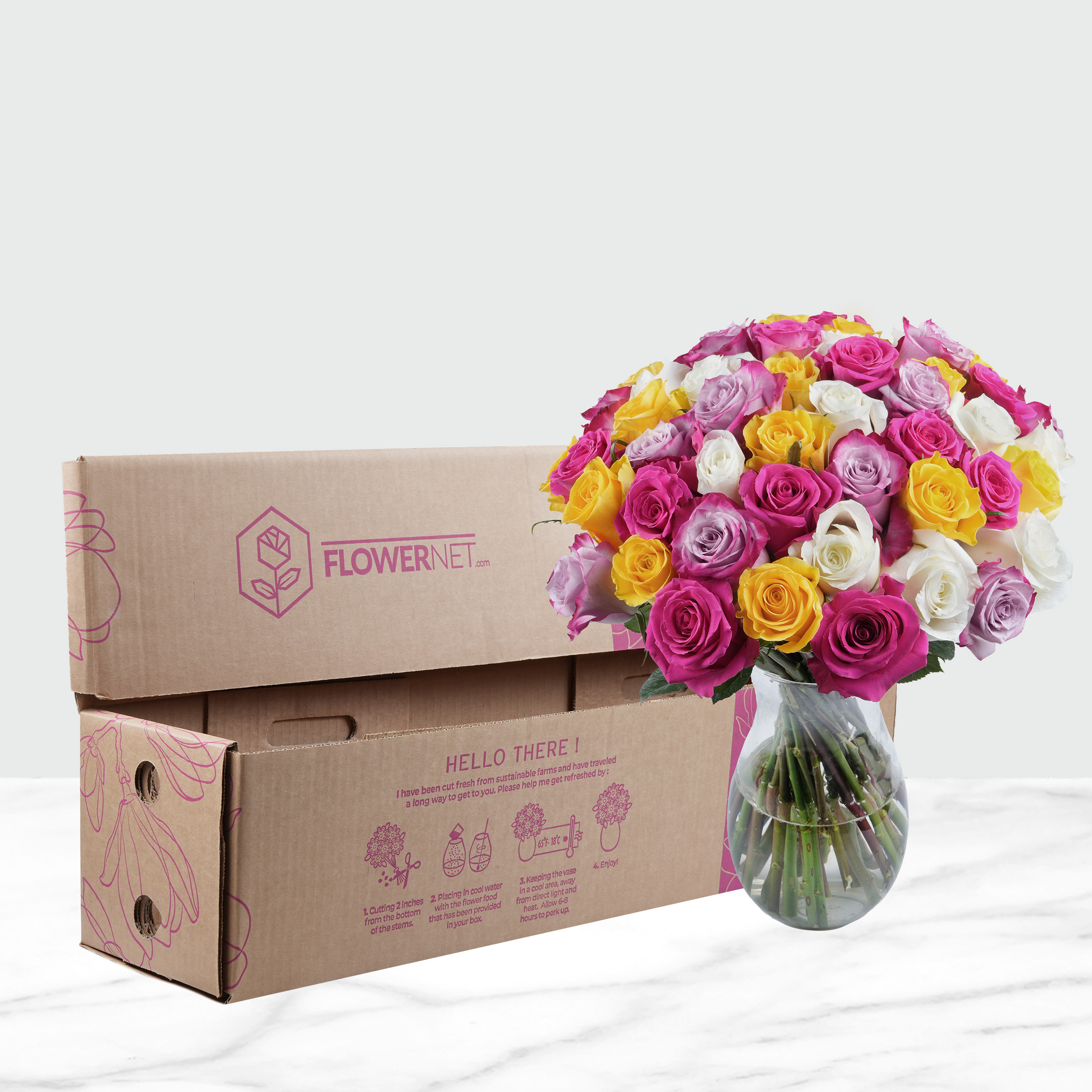 Easter Spring Quad Roses Fresh Cut Floral, 50-stems | Costco