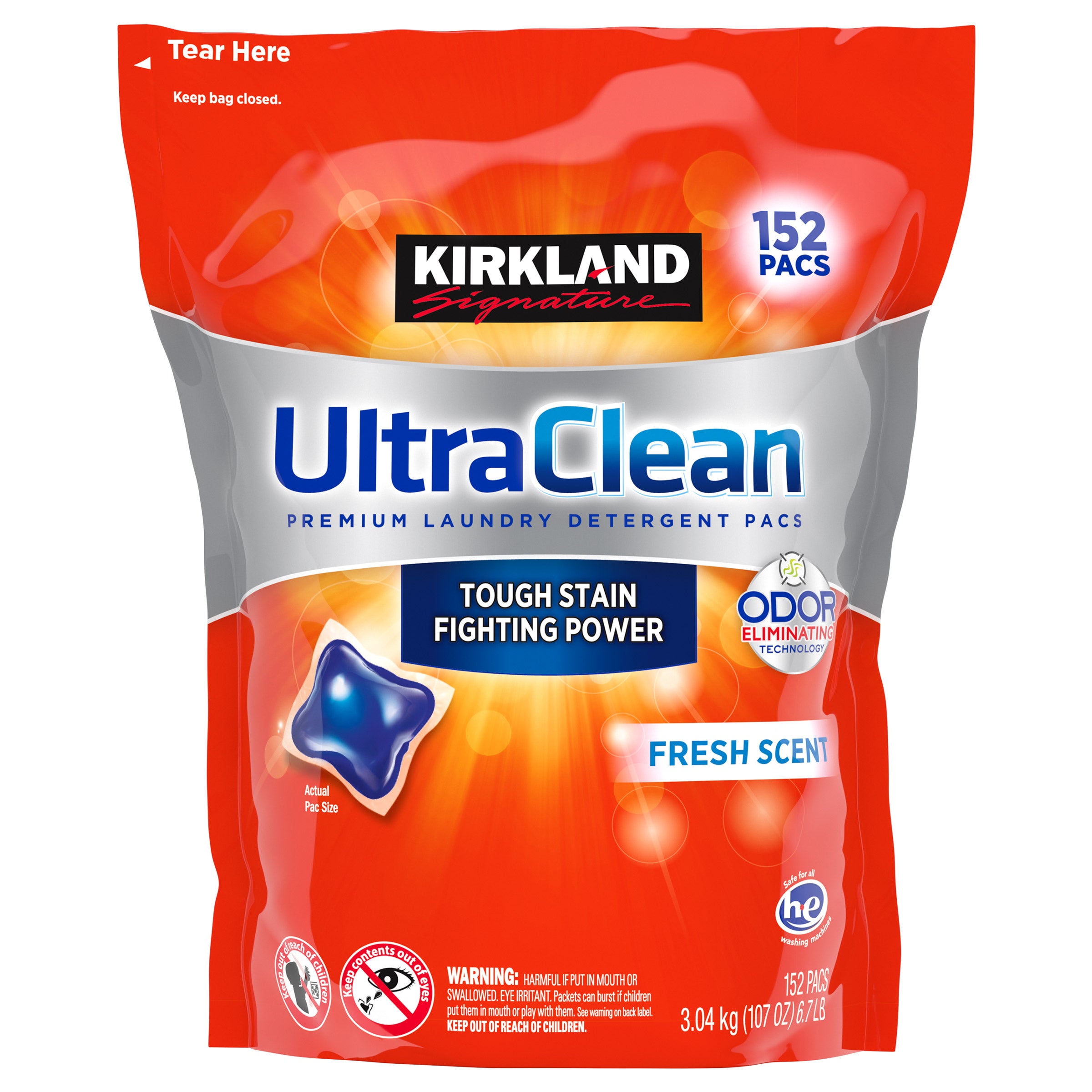 Kirkland Signature Ultra Clean Laundry Detergent Pacs, 152-count