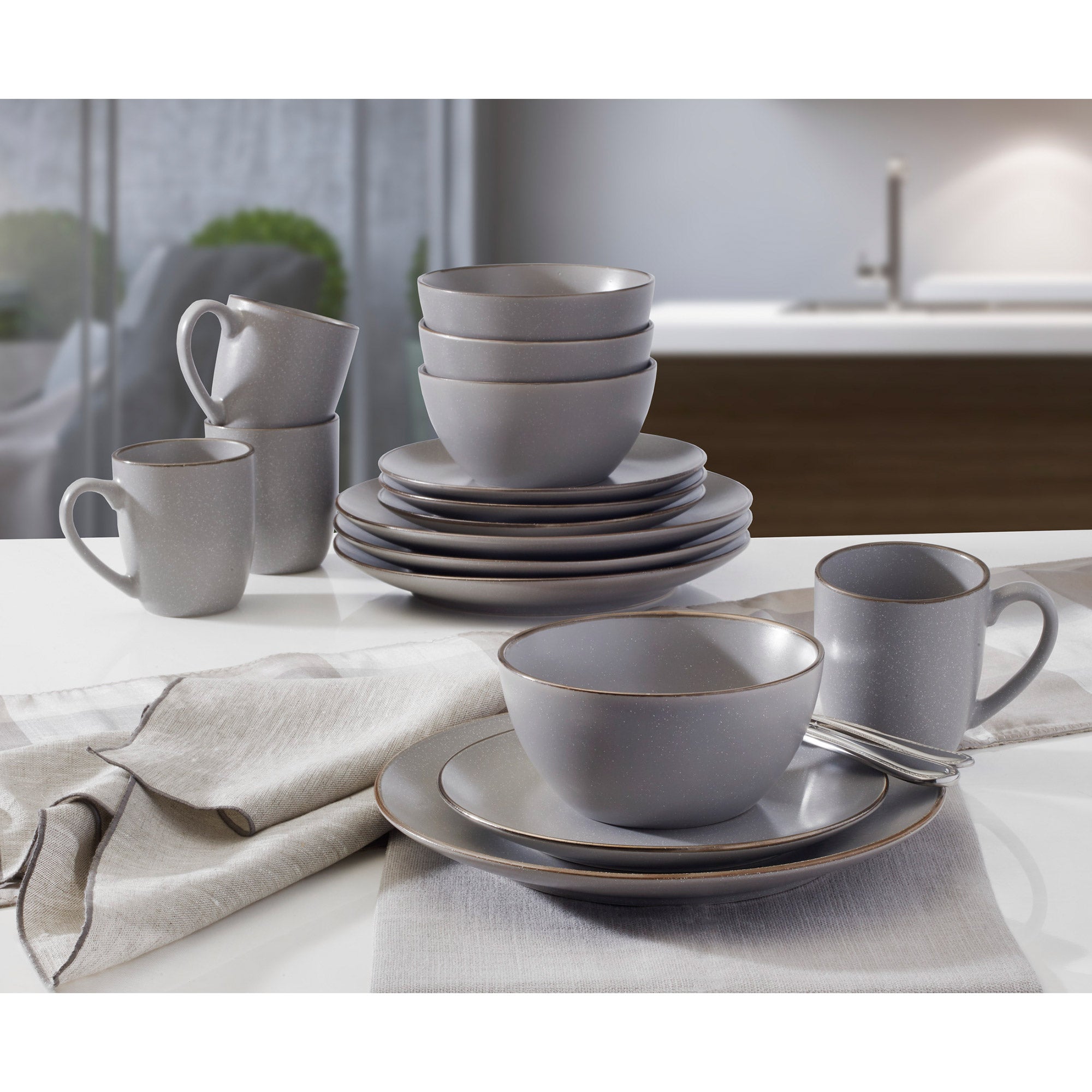 Gourmet Basics Juliana 16-piece Gray Stoneware Dinnerware Set | Costco