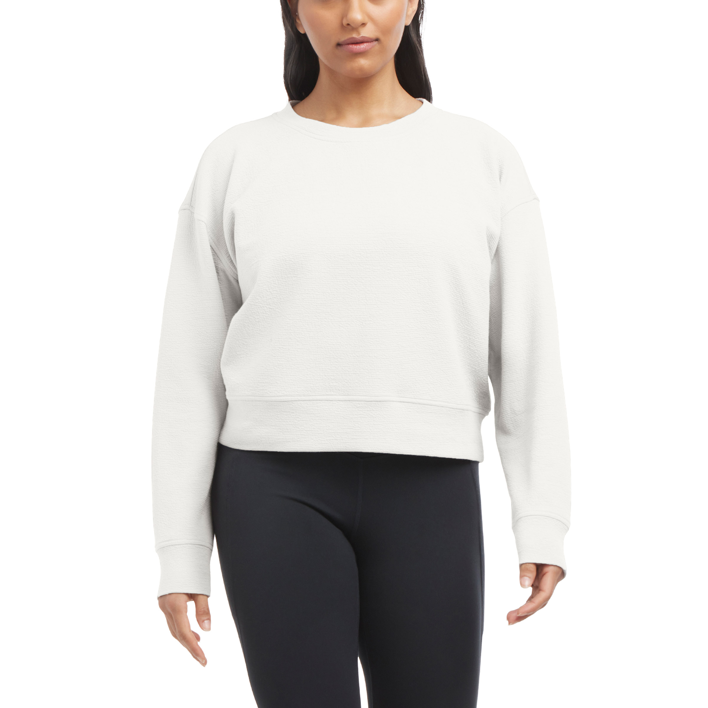 Danskin Women's Wave Jacquard Long Sleeve Crew